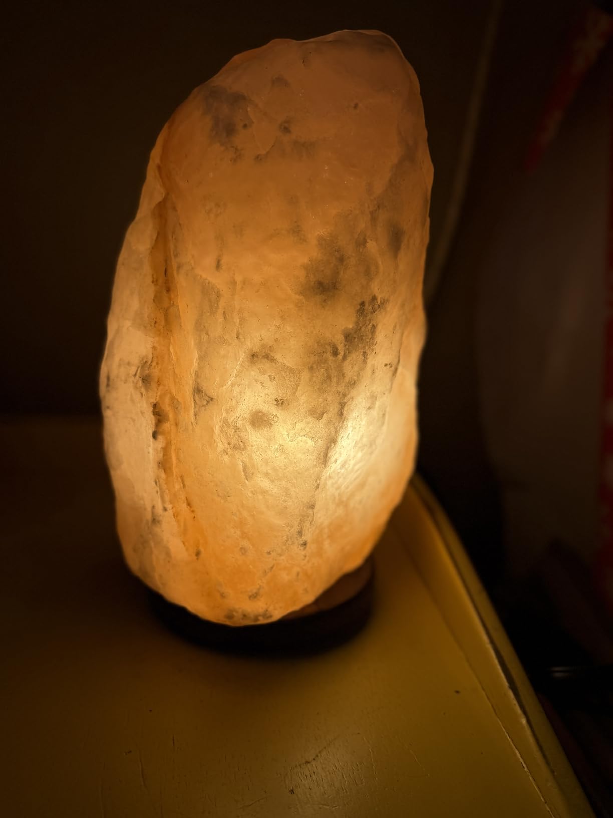 Himalayan Secrets Large Salt Lamp - Natural Pink Crystal with Wooden Base - Dimmer Cord and Bulb Included (25-30 LBS) customer photo 1