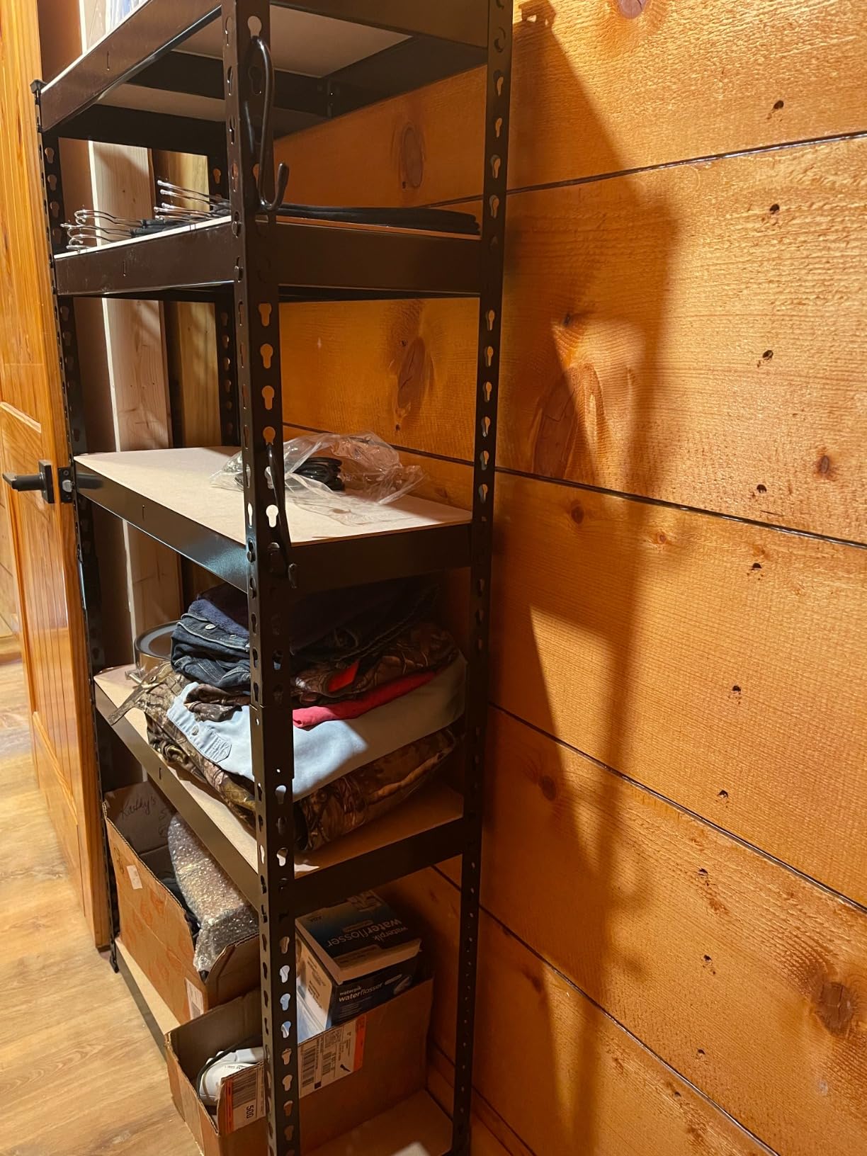 SONGMICS 5-Tier Storage Shelves, Load 2310 lb, Garage Storage, Boltless Assembly, Adjustable Shelving Unit, 17.7 x 35.4 x 70.9 Inches, for Study Shed Basement, Silver and Natural Beige UGLR450E01 customer photo 2