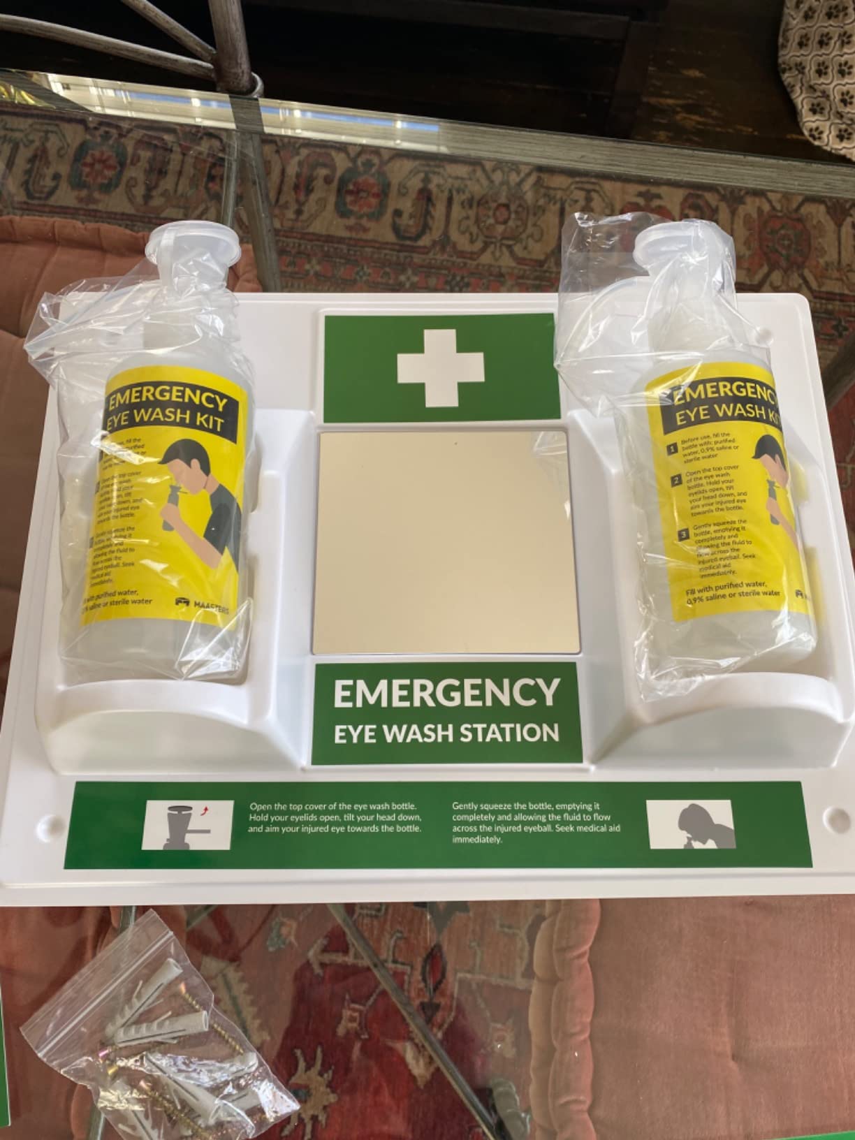 MAASTERS BPA Free Portable Eye Wash Station - Wall-Mounted First Aid Eye Wash Kit with Mirror & 2X 16oz Empty Bottles - No Eyewash Solution Included - Emergency Eyewash - Set of 1 customer photo 1