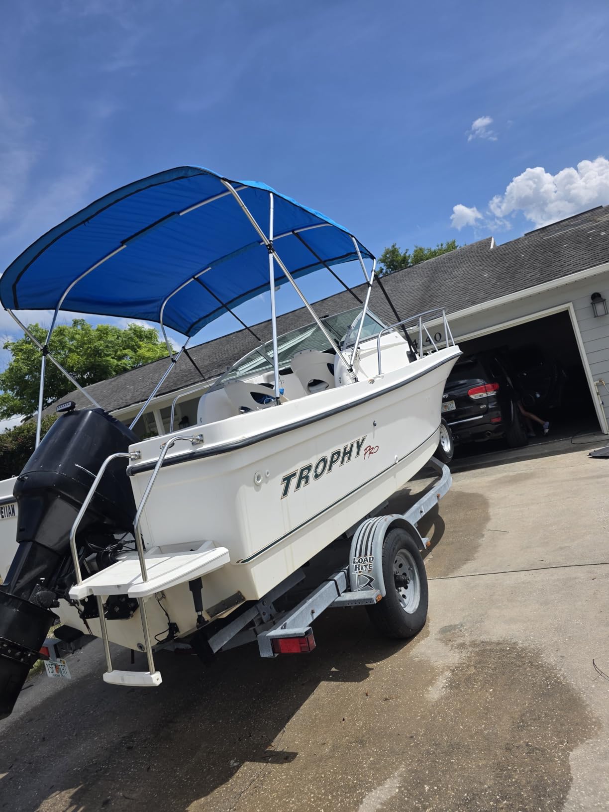 KAKIT 3 4 Bow Bimini Tops with Mesh Sidewalls Support Poles for Boats Marine Grade Canvas Top Includes 2 Straps Storage Boot 1 Inch Aluminum Frame customer photo 1