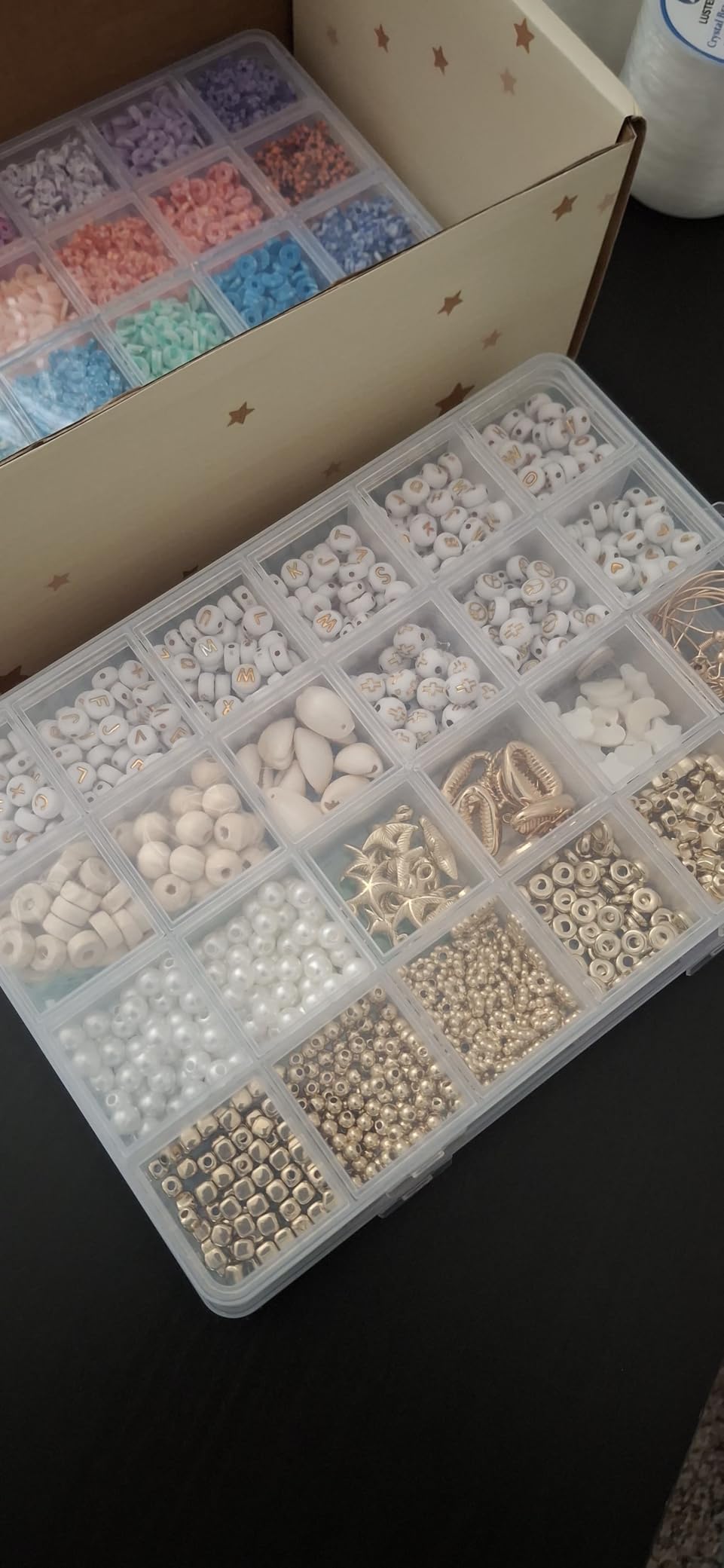 Pizooro Clay Beads 3 Boxes Bracelet Making Kit, 10500pcs Beads for Jewelry Making, Round Letter Beads with Charm and Elastic Strings, Friendship Bracelets Holiday Gifts for Girls Adults customer photo 1
