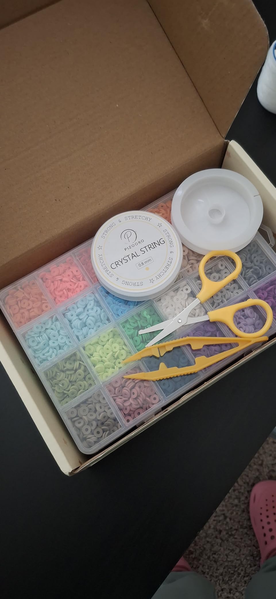 Pizooro Clay Beads 3 Boxes Bracelet Making Kit, 10500pcs Beads for Jewelry Making, Round Letter Beads with Charm and Elastic Strings, Friendship Bracelets Holiday Gifts for Girls Adults customer photo 2