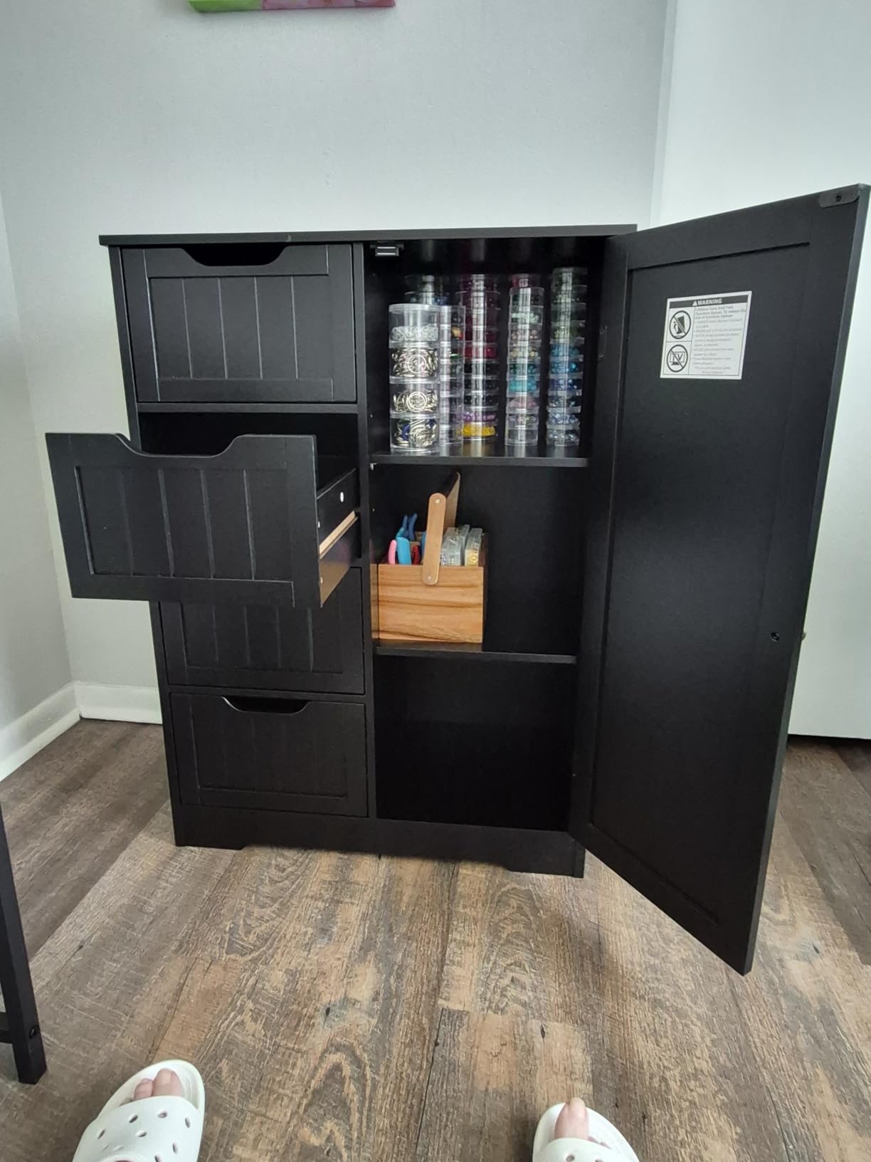 Yaheetech Large Bathroom Floor Cabinet with 4 Drawers and Single Door Cabinet, Freestanding Storage Cabinet for Living Room Kitchen Hallway, White customer photo 1