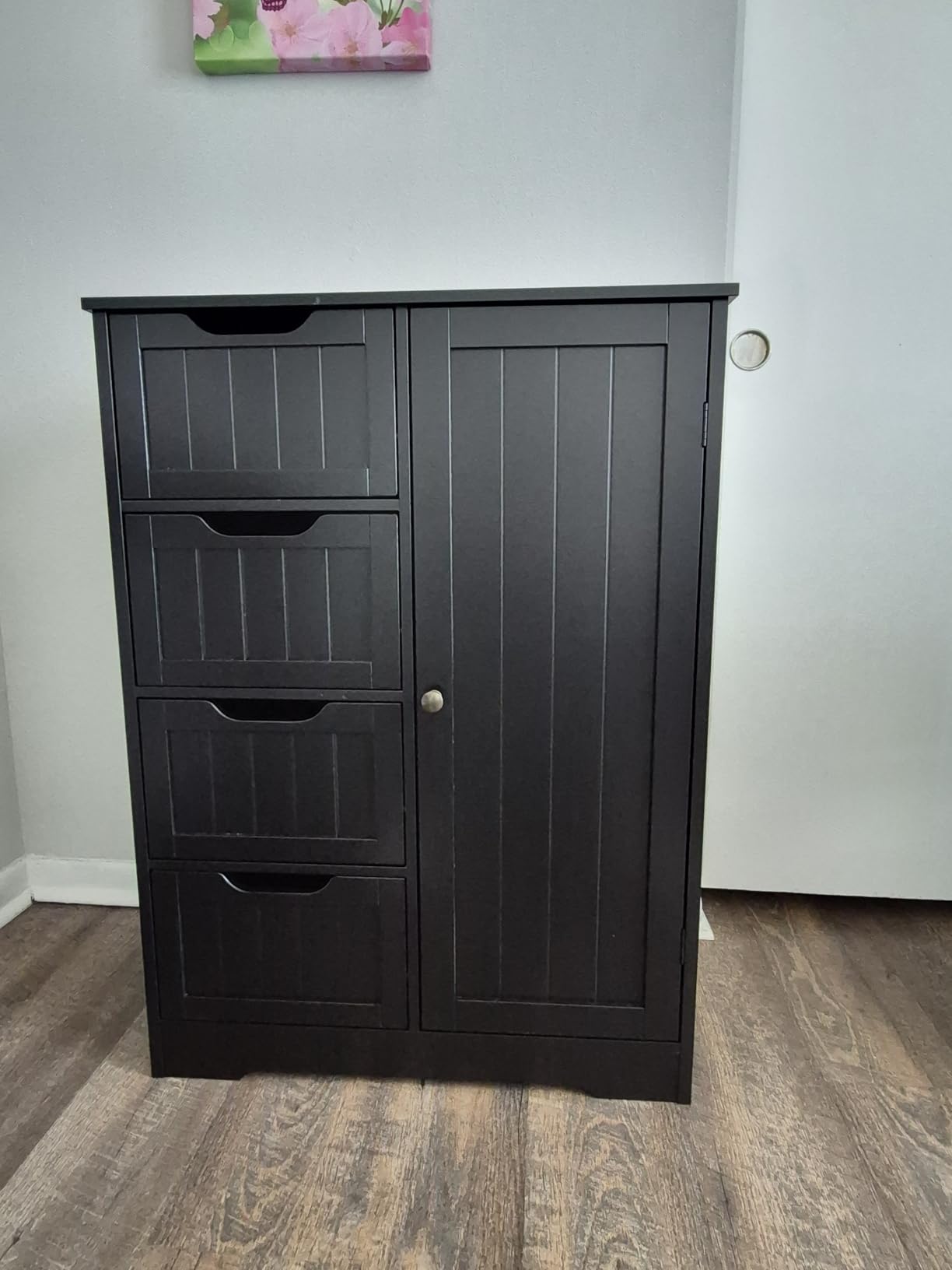 Yaheetech Large Bathroom Floor Cabinet with 4 Drawers and Single Door Cabinet, Freestanding Storage Cabinet for Living Room Kitchen Hallway, White customer photo 2