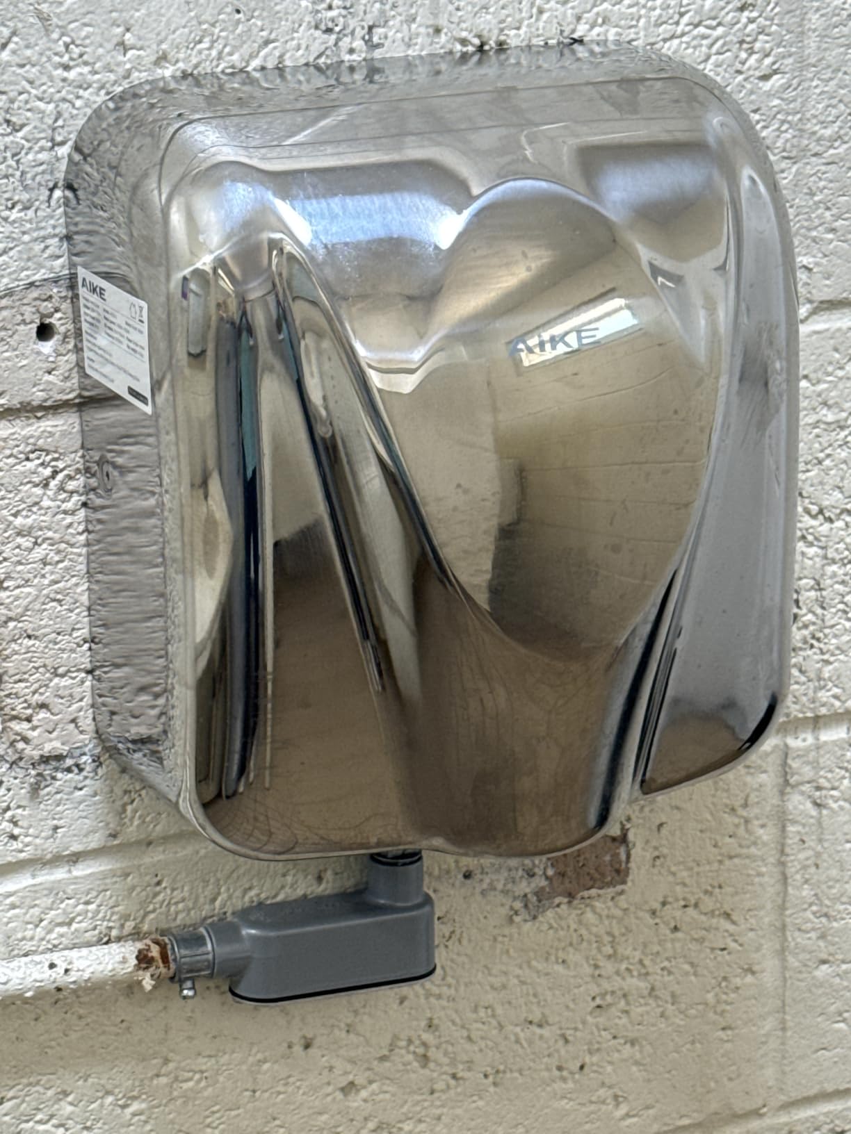 AIKE Elephant Power Commercial Hand Dryer High Speed Auto Warm Wind, Brushed Stainless Steel Cover AC110V-130V Model AK2812 customer photo 1