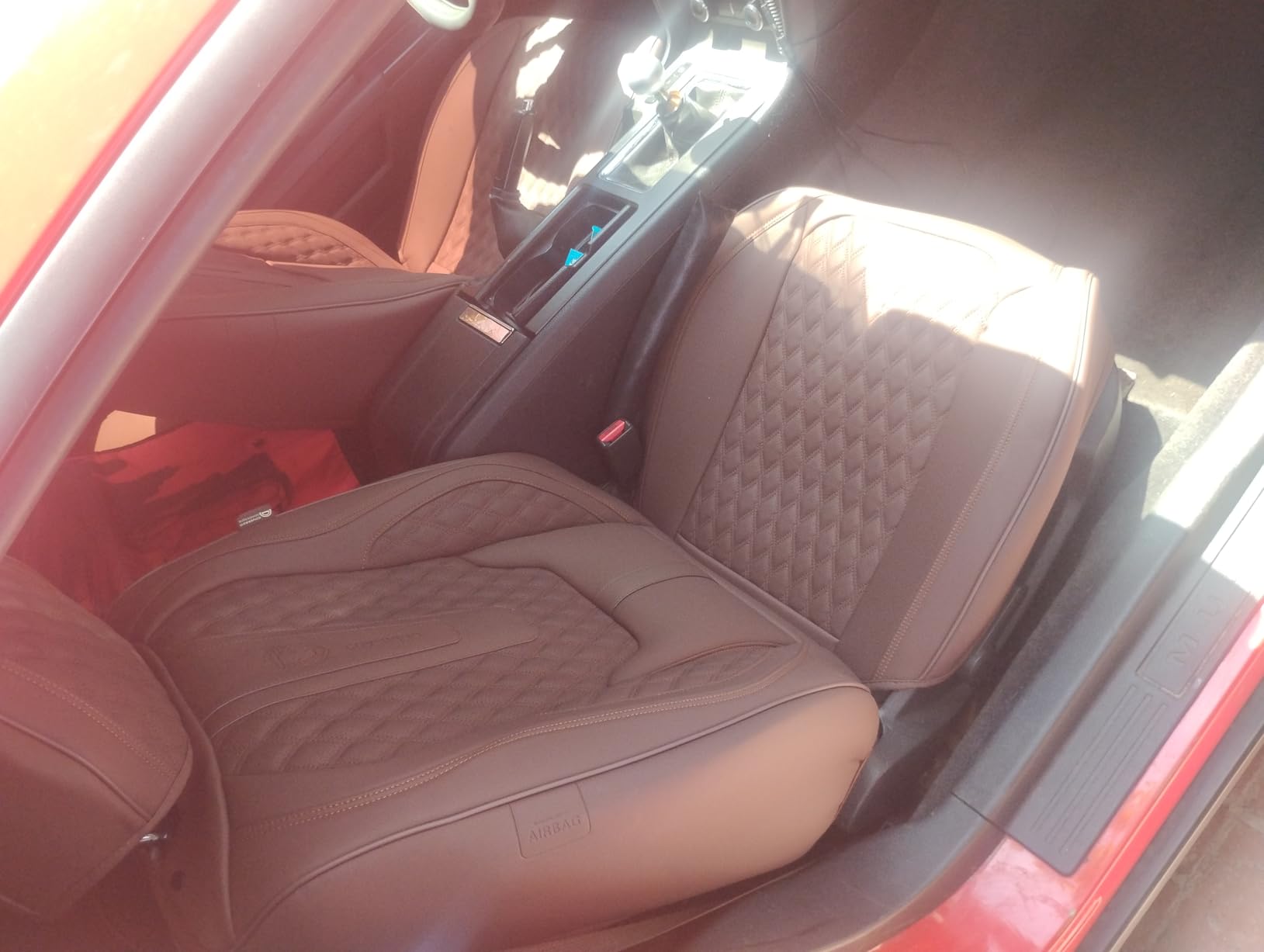 Coverado Front Seat Covers, Car Seat Covers Front Seats, Nappa Leather Seat Covers for Cars, Waterproof Seat Covers with Lumbar Support Universal Fit for Most Cars SUV Trucks (Front, Black) customer photo 1