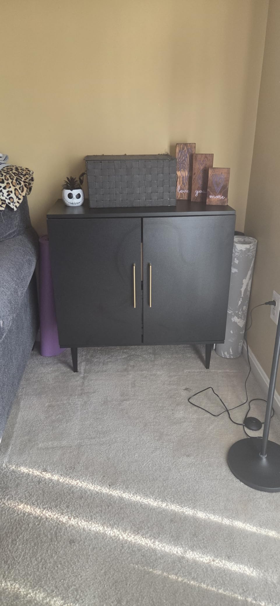 Storage Cabinet with Doors, Modern Black Accent Cabinet, Free Standing Cabinet, Wooden Buffet Sideboards for Living Room, Kitchen, Home Office customer photo 2