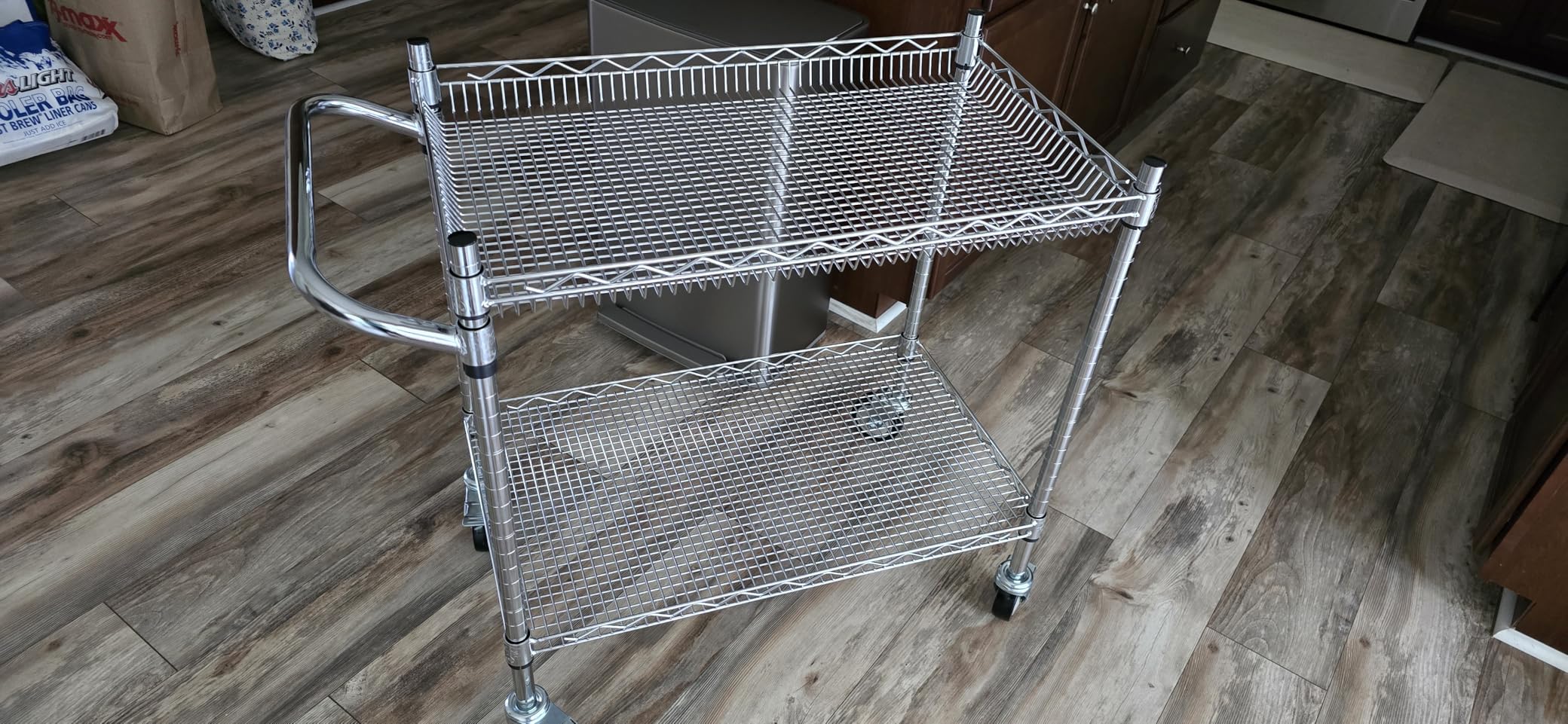 Leteuke 2 Tier Utility Tool Cart with Wheels, Heavy Duty Rolling Utility Carts with Handle, Commercial Grade Metal Serving Storage Cart for Warehouse Garage Kitchen, 25