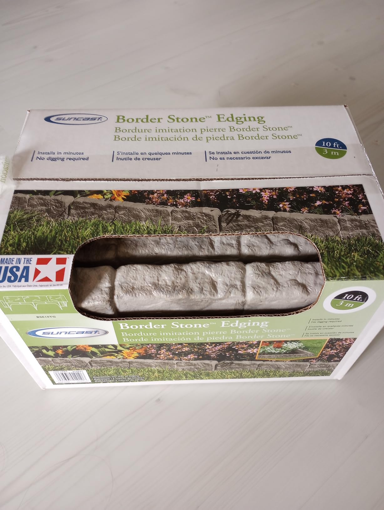 Suncast Interlocking Border Edging - Stone -Like Poly Construction for Garden, Lawn, and Landscape Edging - Water Resistant Border for Containing Trees, Flower Beds and Walkways - Light Taupe -Gray customer photo 2