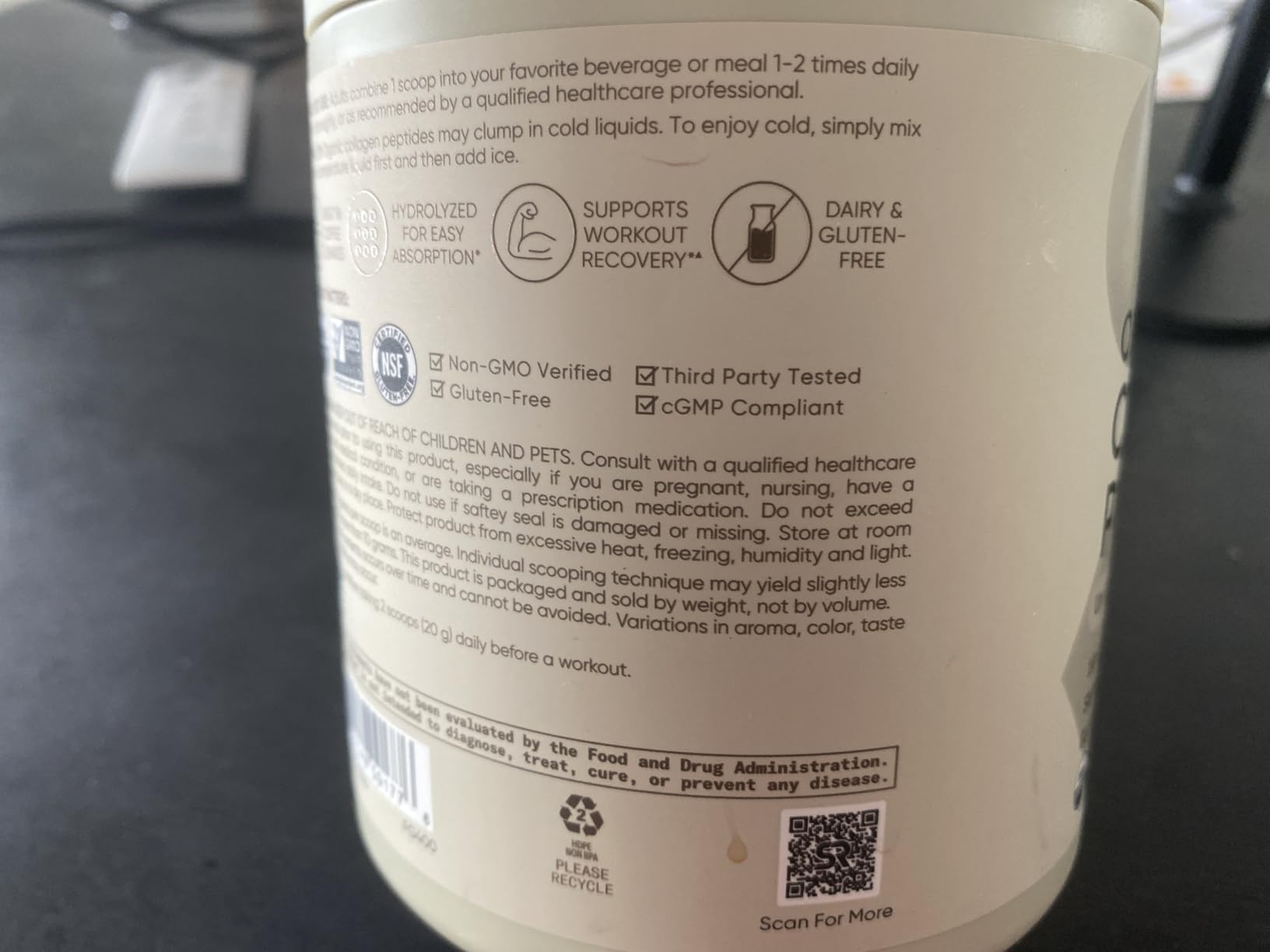 Sports Research Organic Collagen Peptides Powder, 30 Servings (Unflavored) | Hydrolyzed Type I & III Made Sustainably from Grass-Fed Cows - USDA Organic, Non-GMO, Gluten Free customer photo 2