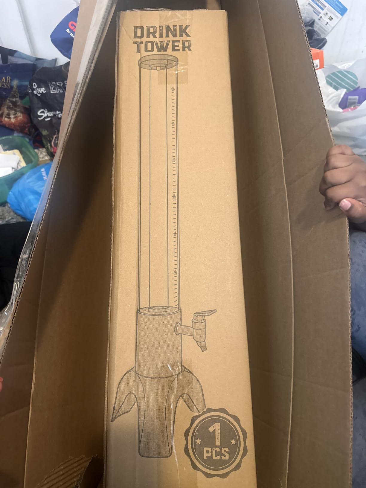 Mimosa Tower, 100oz/3L Drink Tower Dispenser with Ice Tube and LED Light, Tabletop Beer Dispenser customer photo 2