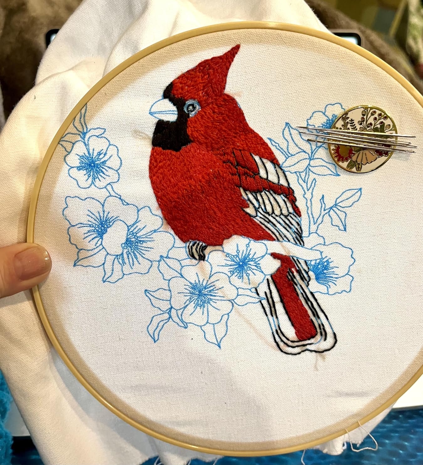 Louise Maelys Cardinal Embroidery Kits for Beginners with Bird Flower Pattern, Adults Starter Cross Stitch Kit DIY Needlepoint customer photo 2