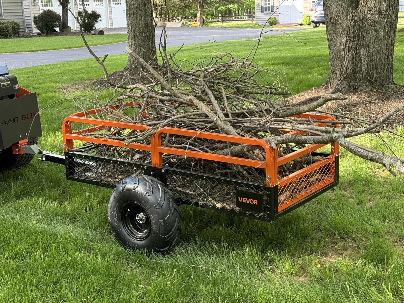 VEVOR Heavy Duty ATV Trailer Steel Dump Cart, 750 lbs 15 Cubic Feet, Garden Utility Trailer Yard Trailers with Removable Sides for Riding Lawn Mower Tractor customer photo 1