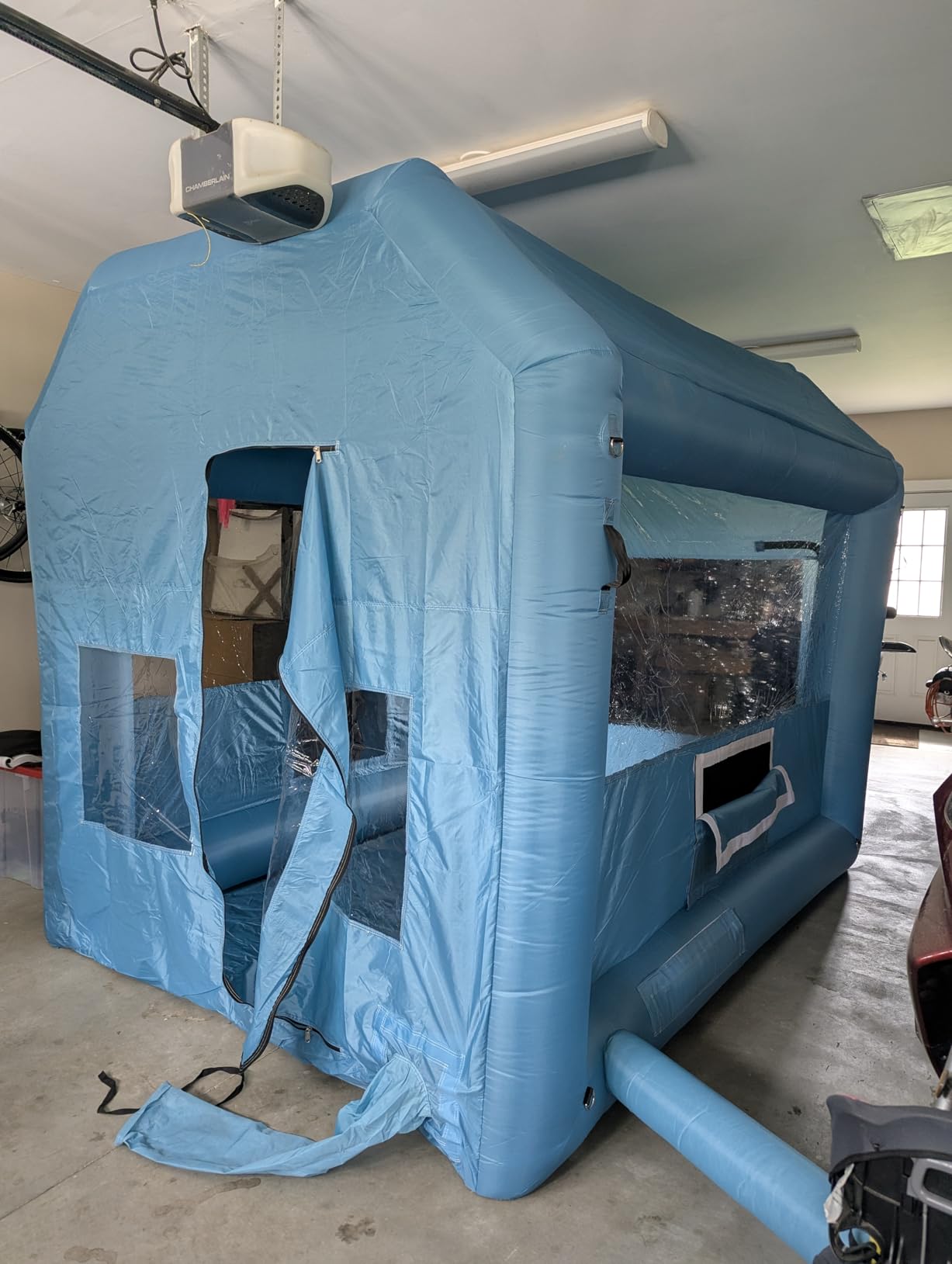 Inflatable Paint Booth, 10x8.2x8.2FT Portable Spray Booth with Water-Resistant Oxford, 550W Blower, Upgraded Filter System, Blow Up Painting Tent for Car Parts, Motorcycle, Furniture, DIY Garage customer photo 1