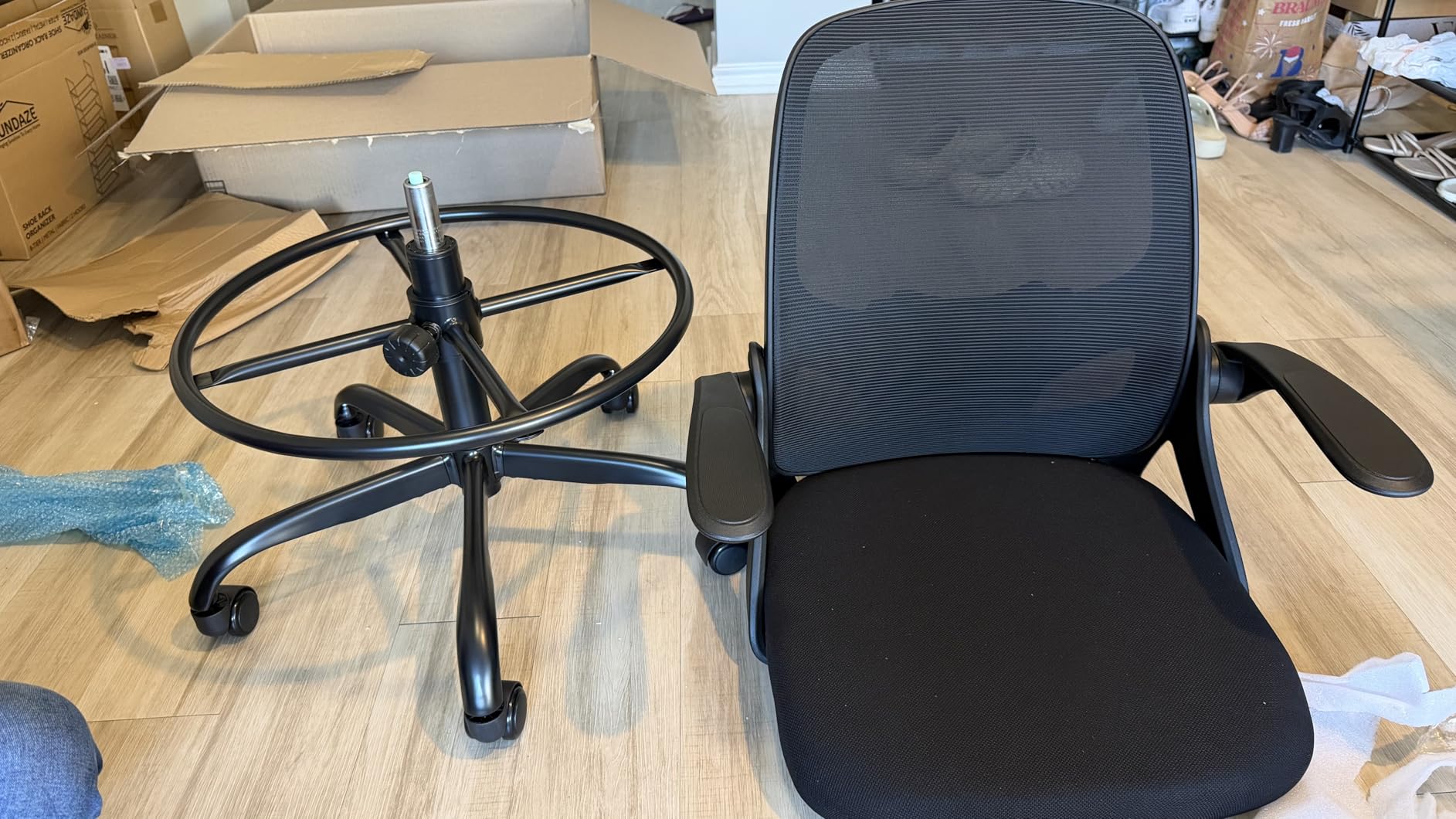 Kensaker Drafting Chair Tall Office Chair, Ergonomic Standing Desk Chair with Adjustable Foot Ring and Flip-up Armrests, Mesh Computer Chair for Art Studio, 300 LBS, Black customer photo 1