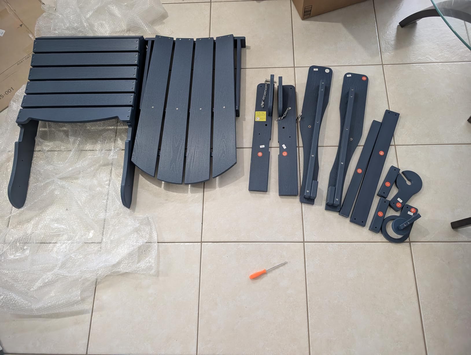SERWALL Foldable Adirondack Chair Set of 2, HDPE Adirondack Chair with Wood-Texture-Gray customer photo 1