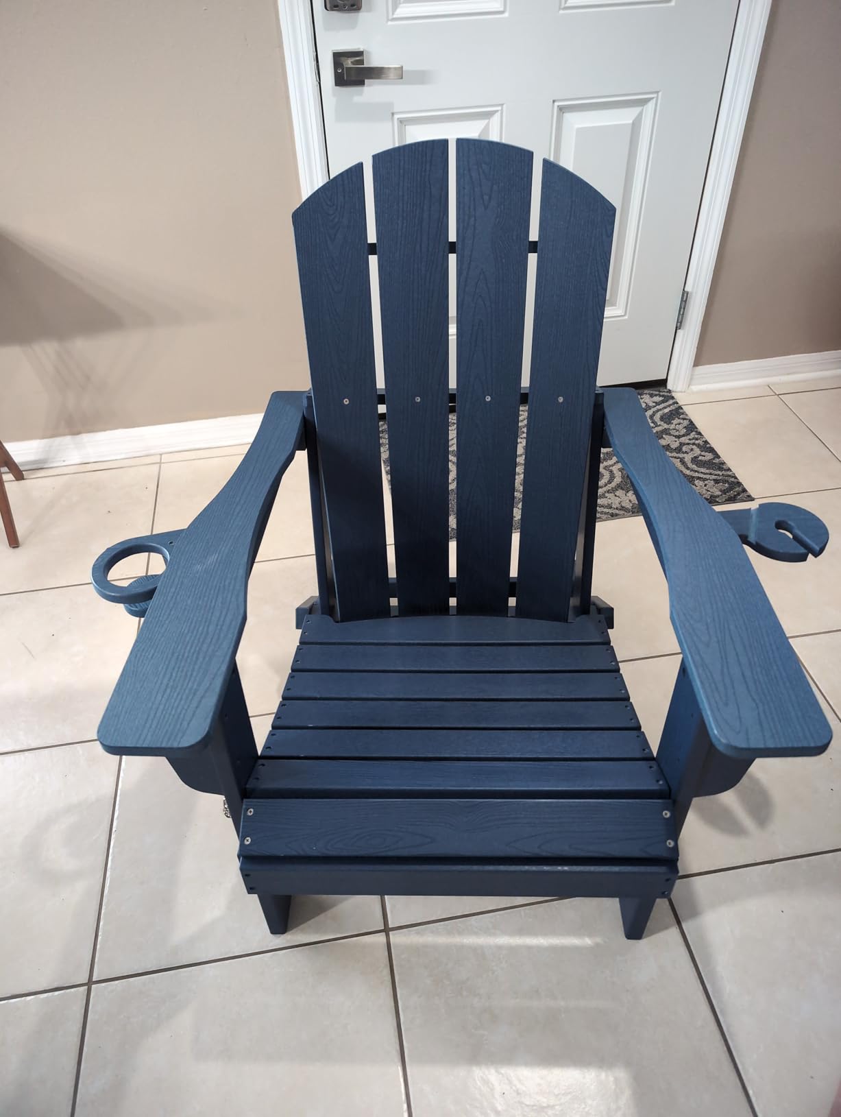 SERWALL Foldable Adirondack Chair Set of 2, HDPE Adirondack Chair with Wood-Texture-Gray customer photo 2
