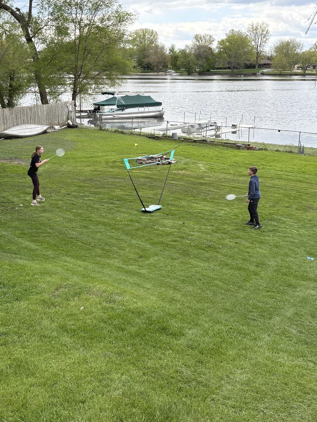 EasyGo Badminton Set, with Net, 4 Racket, 4 Birdies, Portable Storage Box, for Backyards, Outdoor Games, Yard Games customer photo 1