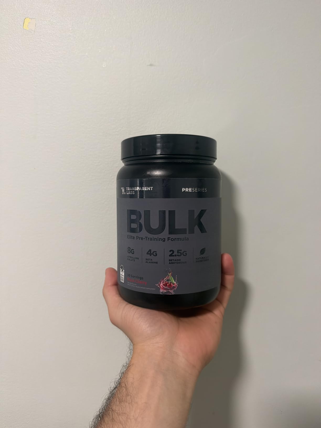 Transparent Labs Bulk Black Pre Workout - Clinically Dosed, Sugar Free Preworkout for Men and Women with Beta Alanine Powder, Citrulline Malate, & Caffeine - 30 Servings, Black Cherry customer photo 1