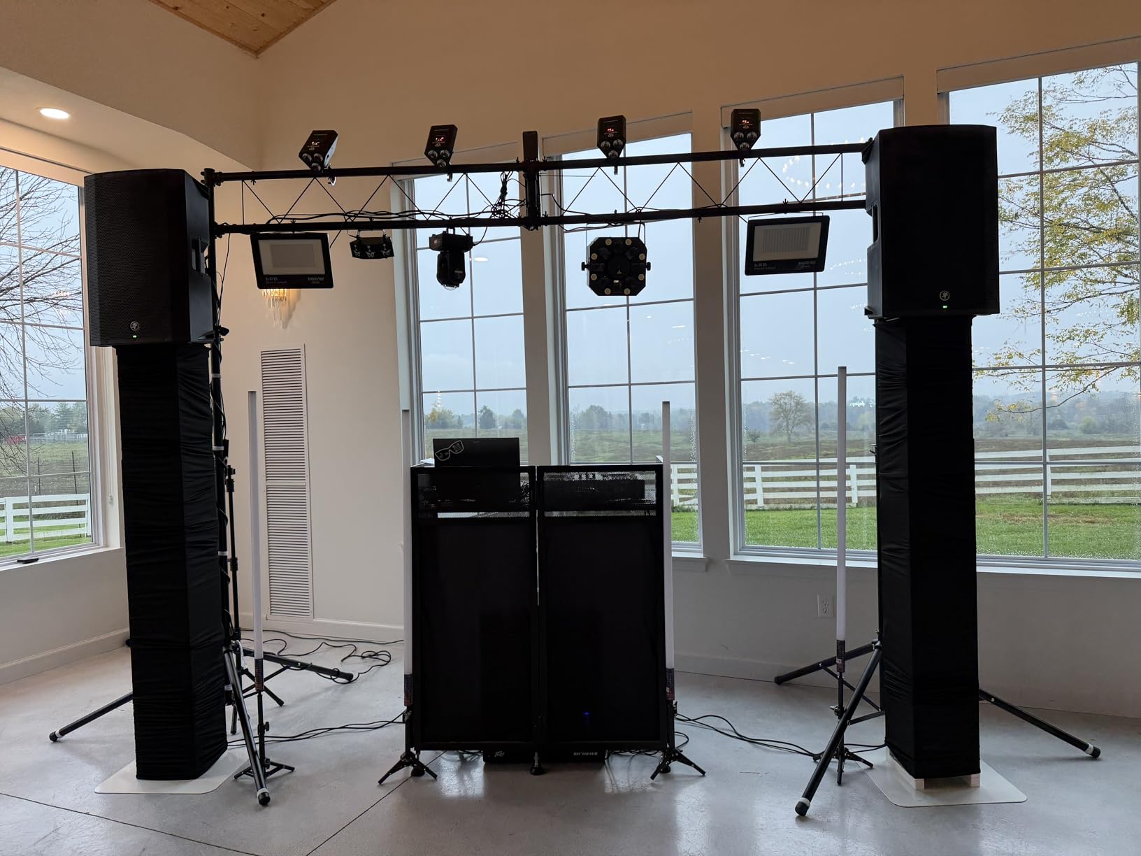 S AFSTAR DJ Light Stand, 14 FT Heavy Duty Metal Lighting Truss System W/Adjustable T Bars, 32 Mounting Points & Triangle Foot, Portable Light Truss for Audio Stage, 220 Lbs Load customer photo 1