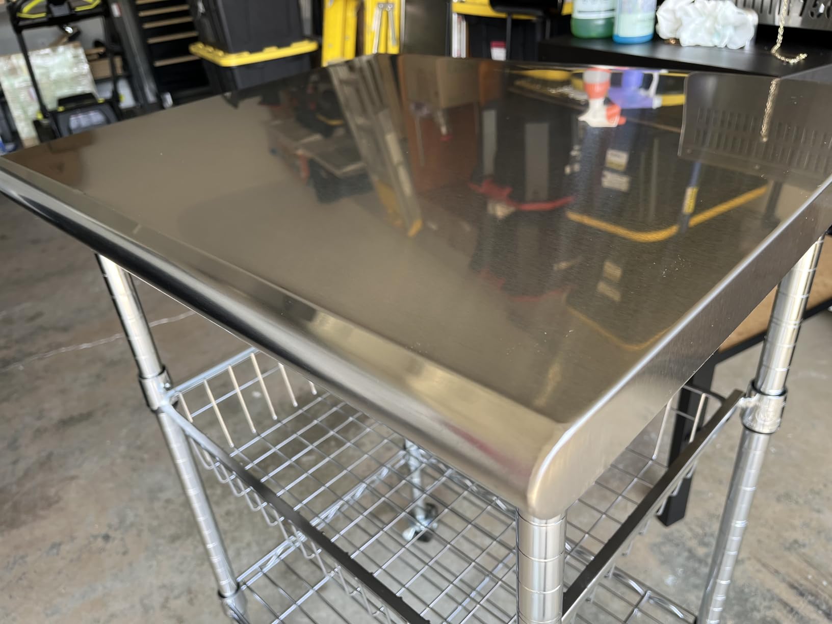 Seville Classics Commercial Work Table Island Utility Cart Prep Station, for Restaurant, Kitchen, Warehouse, Garage, Hotel, Home, Stainless-Steel Top NSF , 30