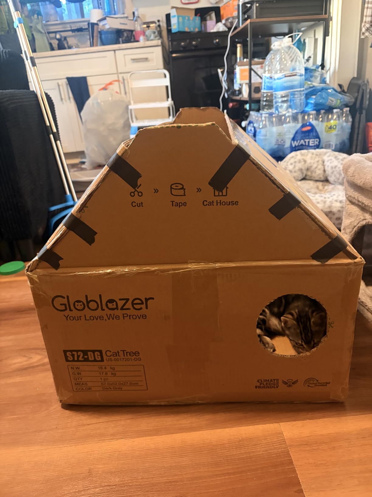 Globlazer Heavy Duty Cat Trees for Large Cats, Sturdy 72in Maine Coon Cat Tree for Large Cats 20 lbs+ Heavy Duty Cat Tower for Adult Biggest Cat with 6 Scratching Posts, Hammock, S72, Dark Gray customer photo 1