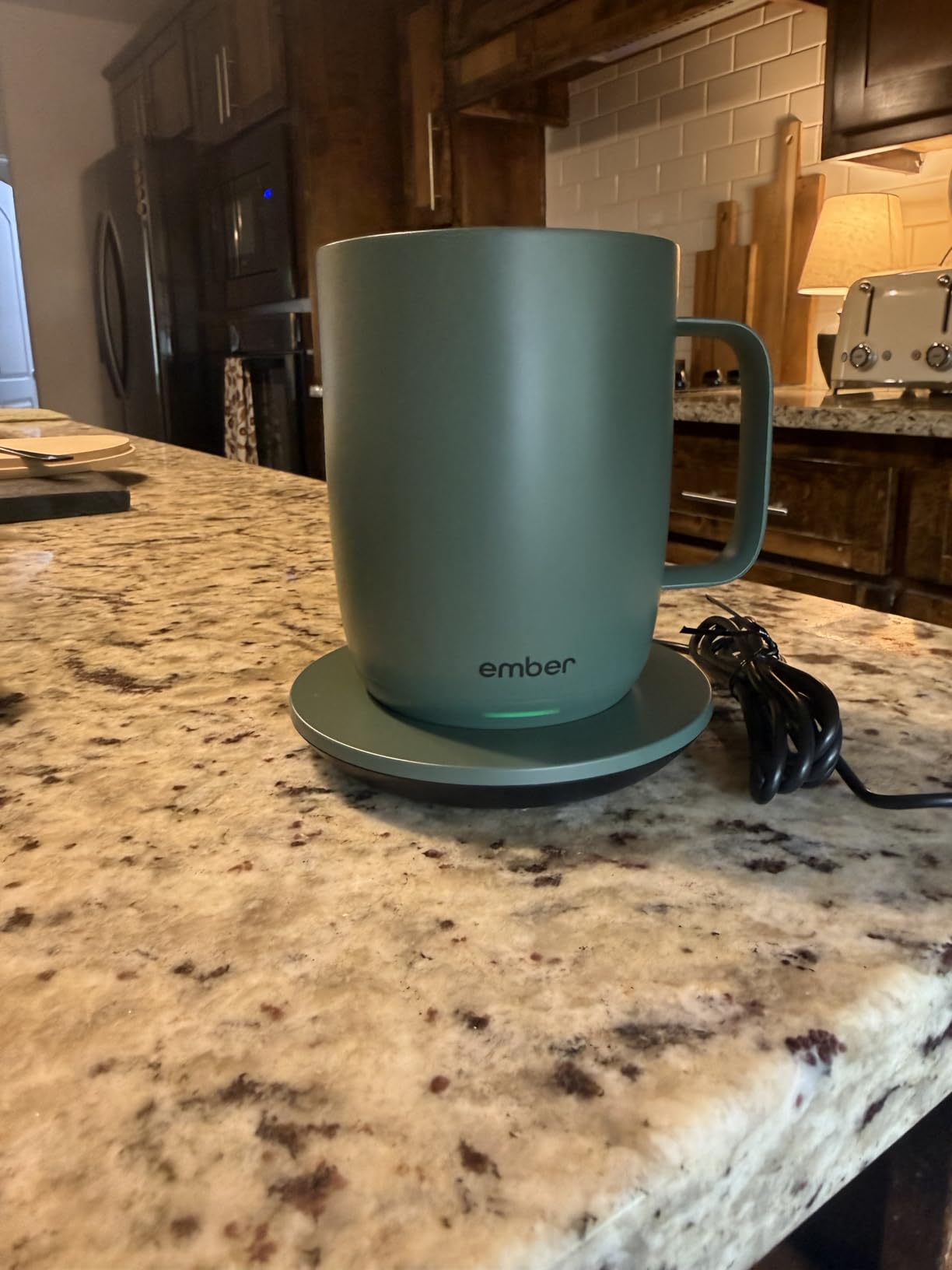 Ember Temperature Control 14oz Smart Mug 2, App-Controlled and Rechargeable Heated Coffee Cup Warmer with Intelligent LED Display, Sage Green. customer photo 1