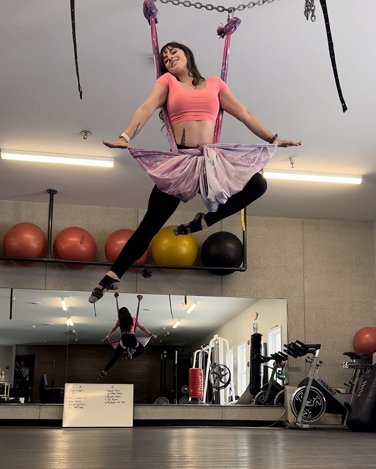F.Life Aerial Yoga Hammock 6.5 yards Premium Aerial Sling Silk Fabric Yoga Swing for Antigravity Inversion Include Daisy Chain,Carabiner and Pose Guide customer photo 1