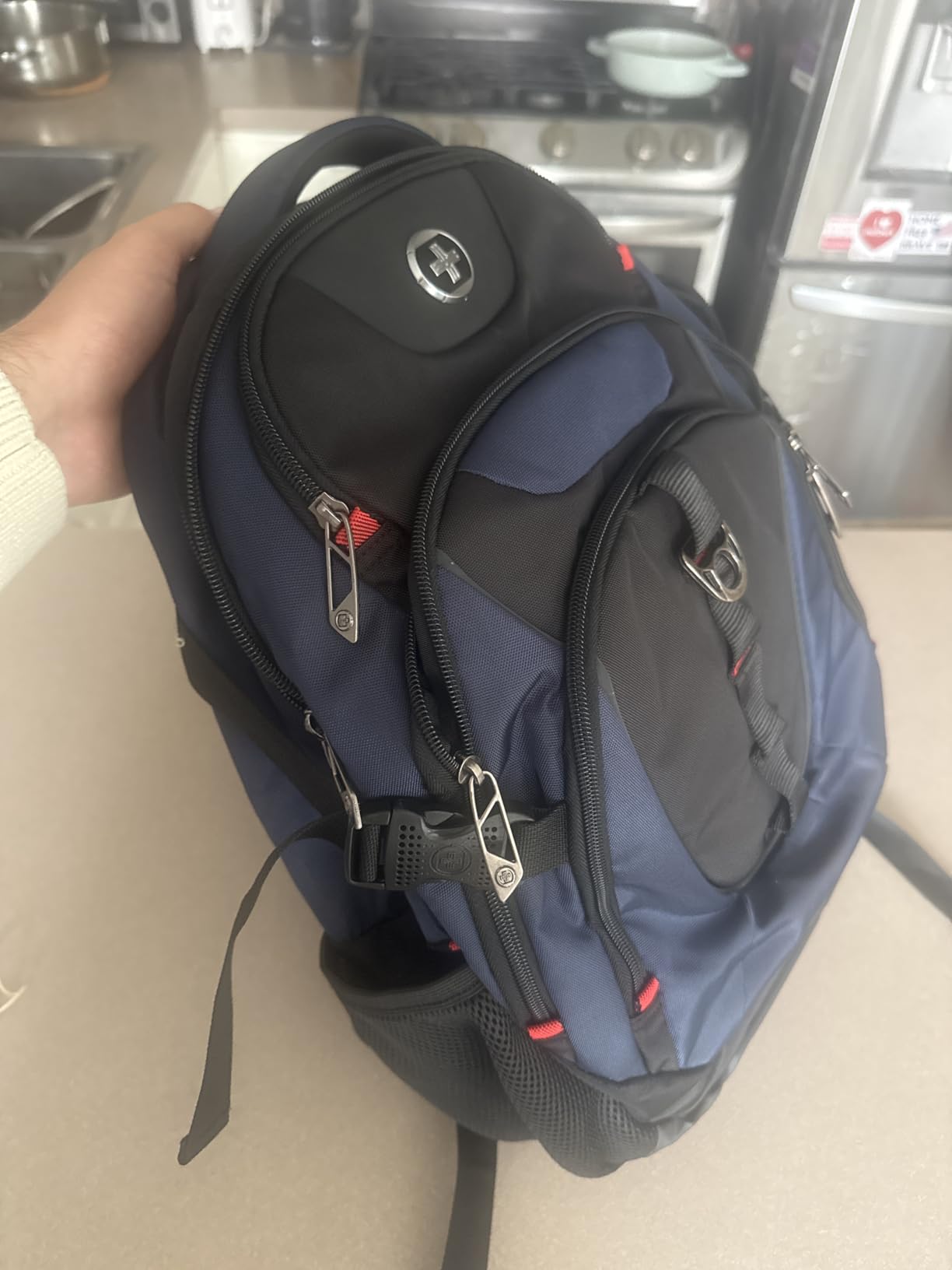 Swissdigital Design Laptop Backpack with USB Charging Port, Travel Backpack Fits 15.6 inches Computer, 31L College School Backpack for Men, Blue/Black customer photo 1