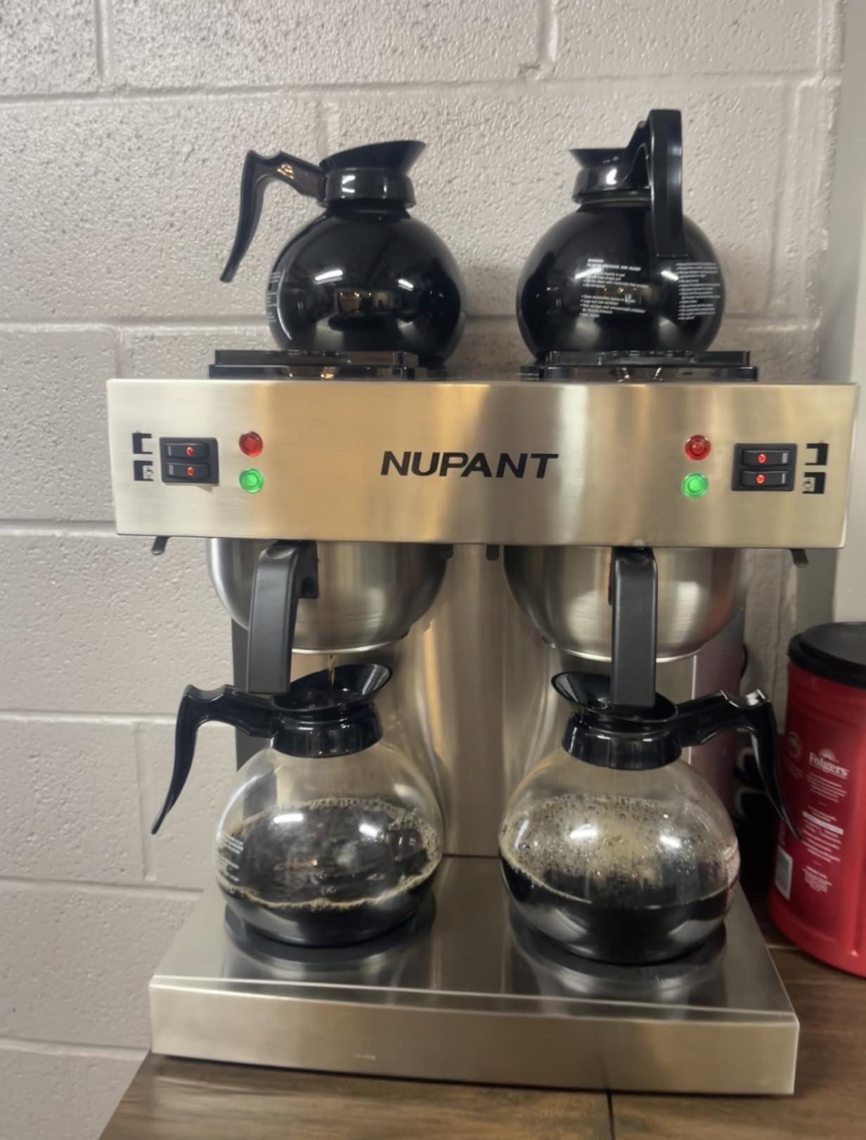 NUPANT 12-Cup Coffee Maker 1.8L Commercial Drip Coffee Maker Pour Over Coffee Machines with 2 Glass Carafes and 2 Warmers Plate Stainless Steel Coffee Brewer for Cofe Bar and Restaurant customer photo 1