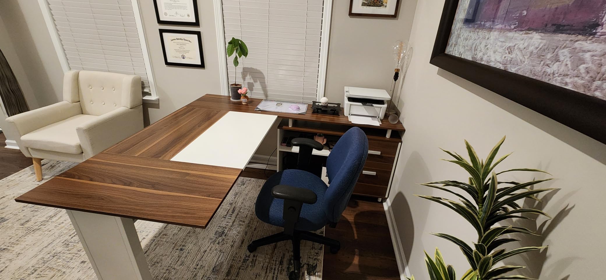 Tribesigns 63 Inch Executive Desk with File Cabinet, L Shaped Office Desk with Drawers and Storage Shelves, Business Furniture Set Workstation for Home Office, Gray and Black customer photo 1