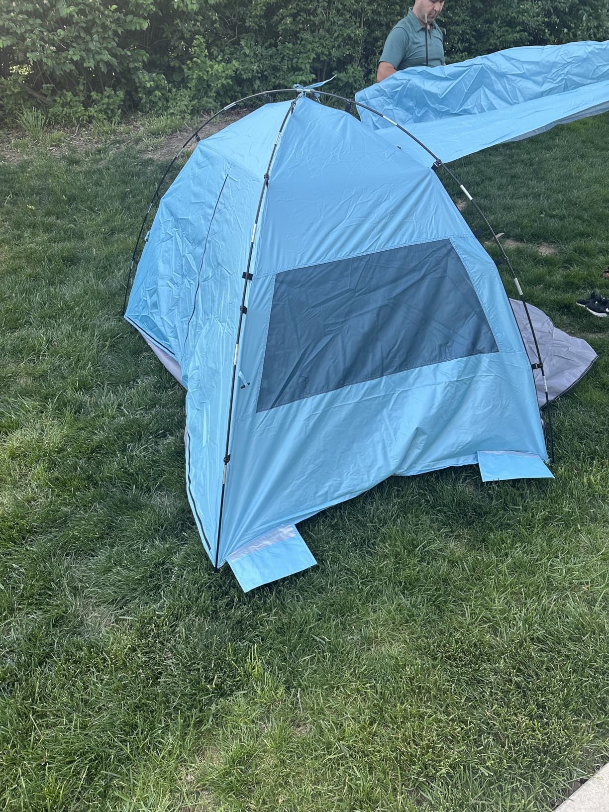 Elegear CumbreX Beach Tent Sun Shelter with Canopy, 4-5 Person Pop Up Beach Tent, Easy Setup UPF 50+ UV Protection Portable Lightweight Double Silver Coating Beach Cabana Sun Shade Shelter - Sky Blue customer photo 2