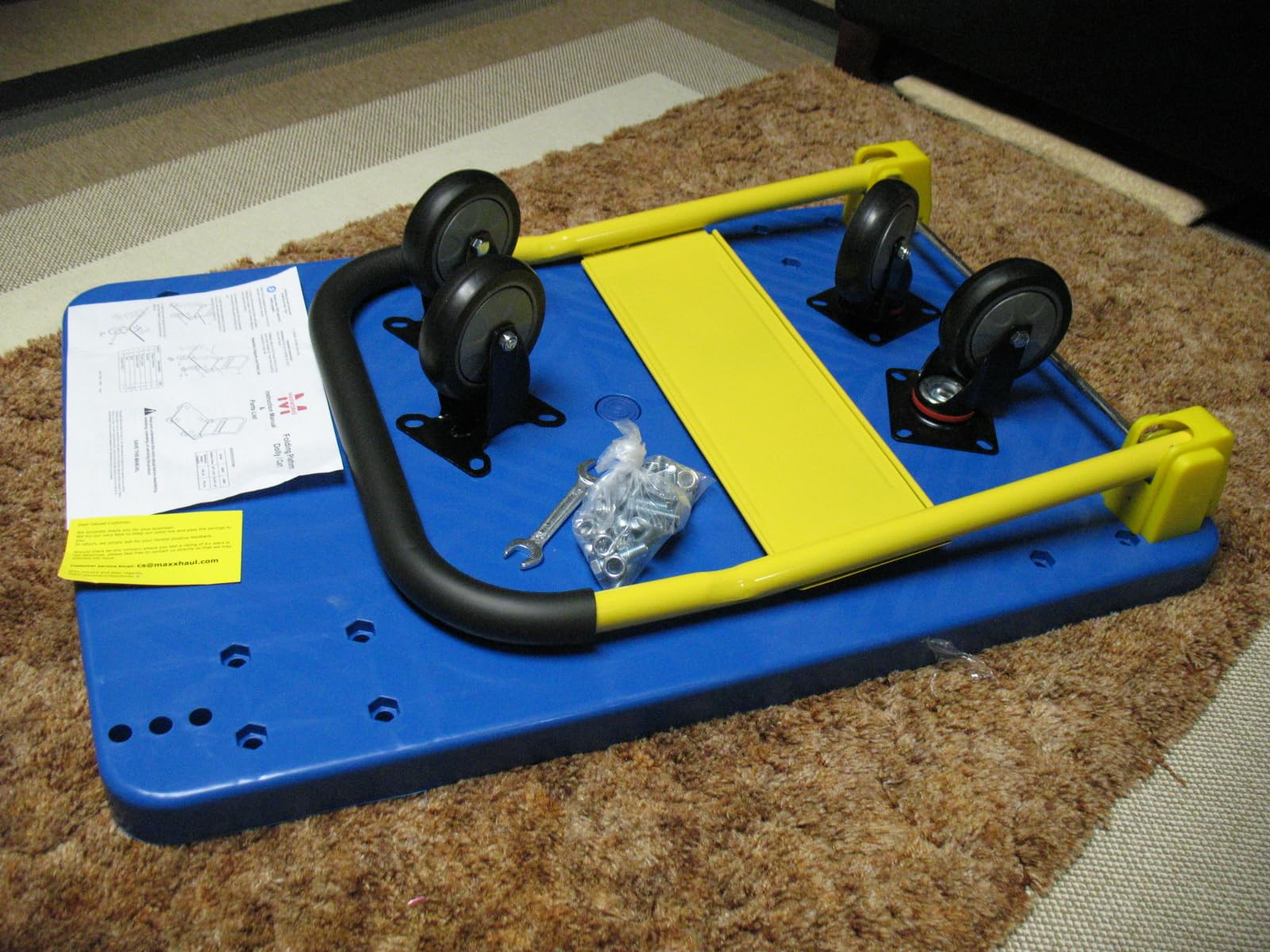 MaxWorks 50888 PP Foldable Heavy Duty Platform Truck Push Dolly 770-lbs Capacity Blue Platform with Yellow Handle - Ideal for Home Garden Office Workshop Warehouse and Moving customer photo 1