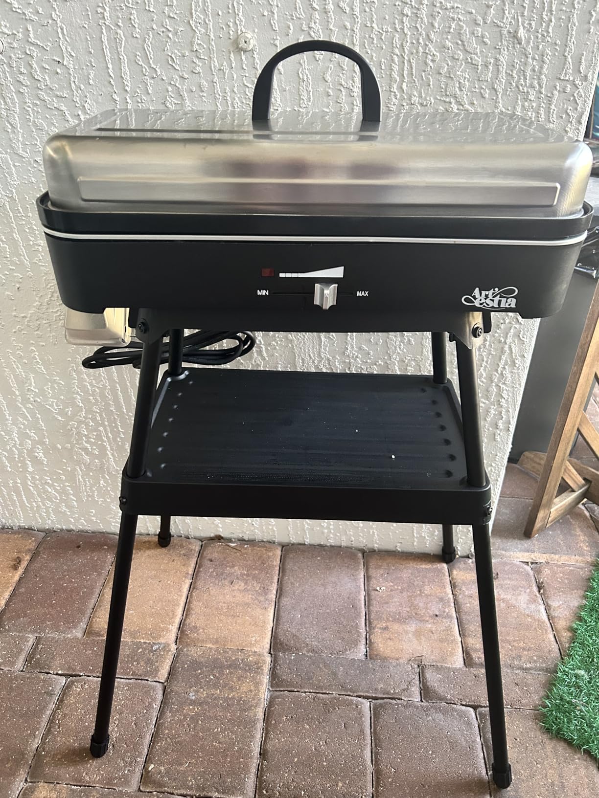 Artestia 1800W Electric Grill, Indoor Outdoor BBQ Grill with Stand, Adjustable Temperature Control, Portable Tabletop Grill for Patio, Balcony & Backyard (Standard Electric Grill) customer photo 1