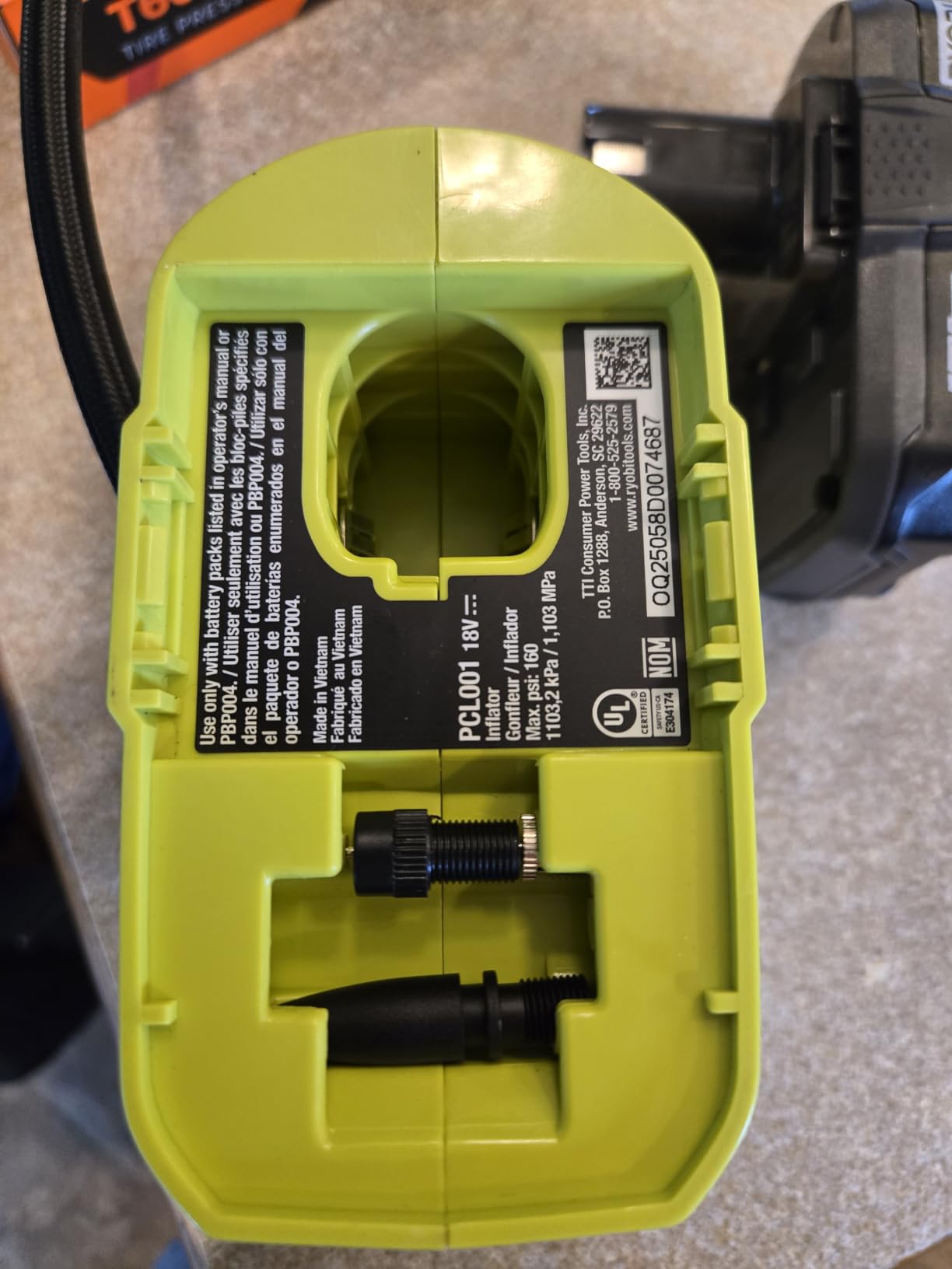 Ryobi 18V One+ 11 Bar Wireless Compressor - Tyre and Ball Inflation - Comes with 3 Tips (without Battery) - RPI18 customer photo 2