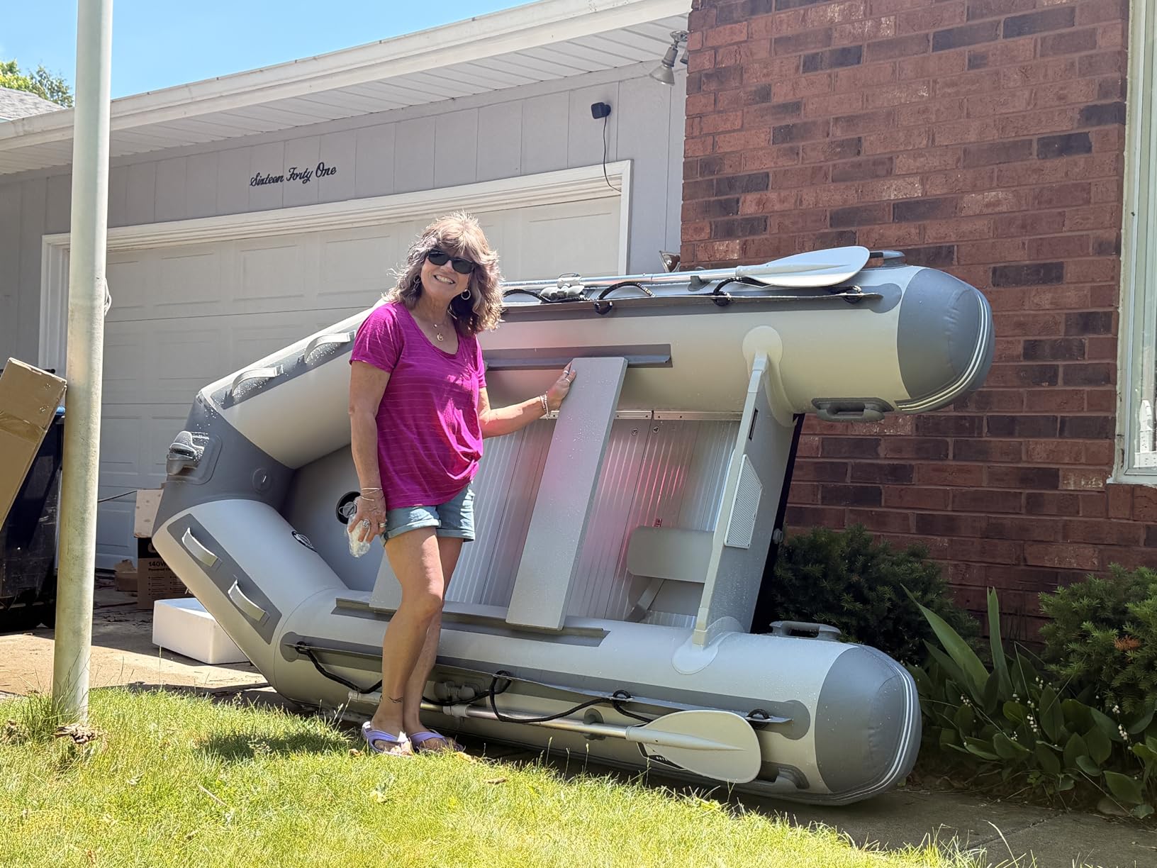 BEYOND MARINA Inflatable Dinghy Boat - 3-5 Person Inflatable Boat for Adults Heavy Duty Fishing Boat with Aluminum Oars, Floor Panels customer photo 2