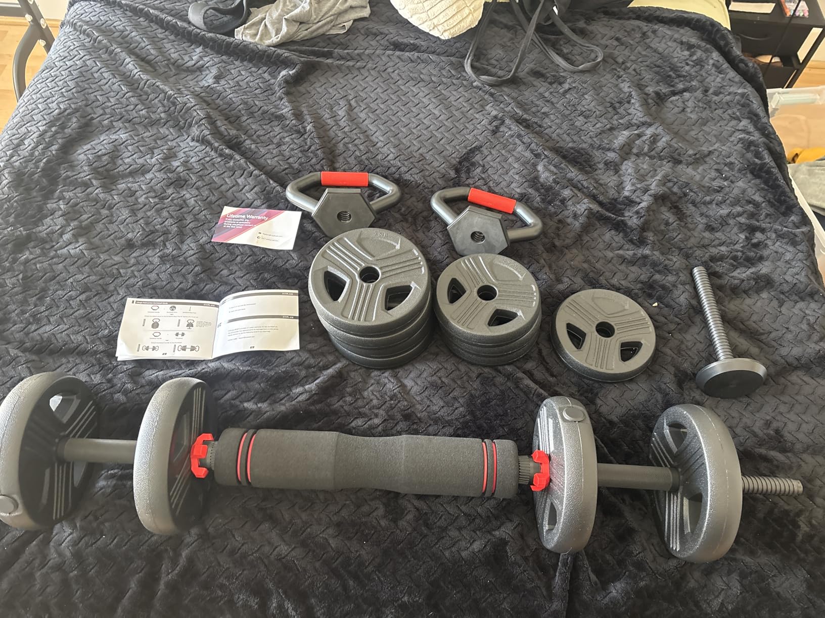 FITPLAM Adjustable dumbbell set, 5 in 1 Weight Set Used as Kettlebells, Barbell, Push up Stand customer photo 1