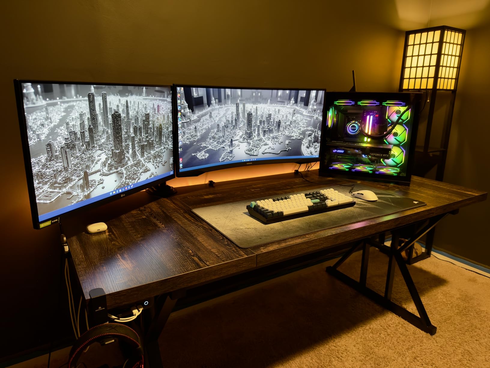 LITTLE TREE 70.8-Inch Office Desk, Wooden Executive Office Desk, Modern Work Desk, Large Farmhouse Writing Table Computer Desk for Home, Brown-Black customer photo 1