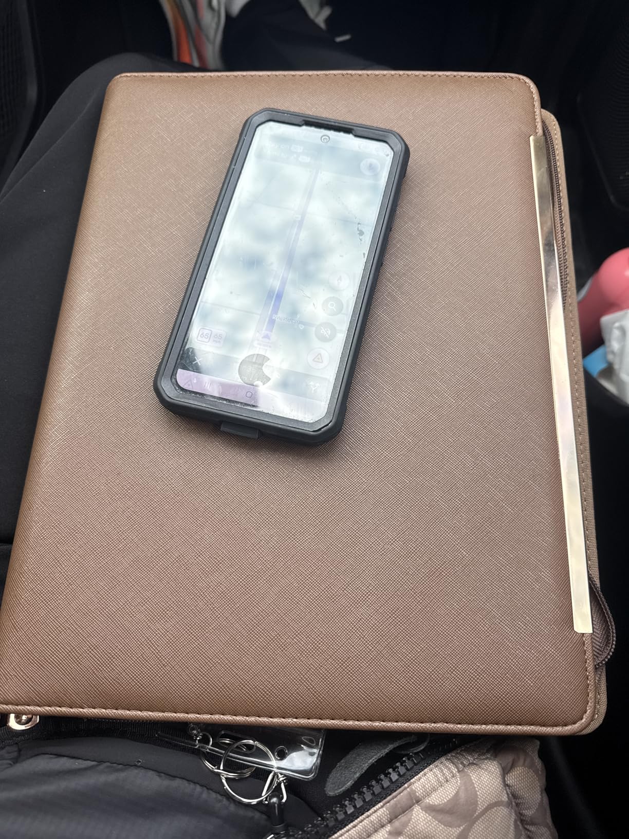 BLU MONACO | Black Vegan Leather Portfolio Binder for Women | Professional Padfolio with Magnetic Closure & Gold Trim | Business Organizer Case for Documents & 8.5 x 11 Notepad customer photo 1