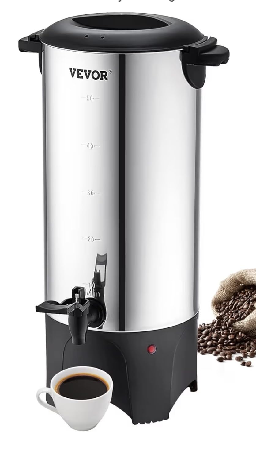 VEVOR Commercial Coffee Urn, 65Cups/9.75L Stainless Steel Large Coffee Dispenser, 1500W 110V Electric Coffee Maker Urn For Quick Brewing, Hot Water Urn with Water Gauge for Easy Viewing customer photo 1