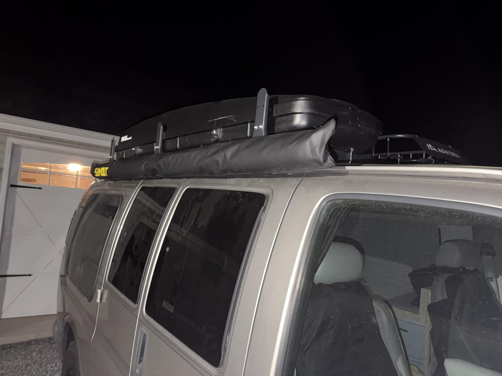 Ladder Rack for Van, Van Roof Rack Compatible with Chevy Express 1500 2500 3500 Ford Econoline GMC Savana Fullsize with Rain Gutter, Adjustable Length 57''-65'', 3 Bars, 800 Lbs, White customer photo 1