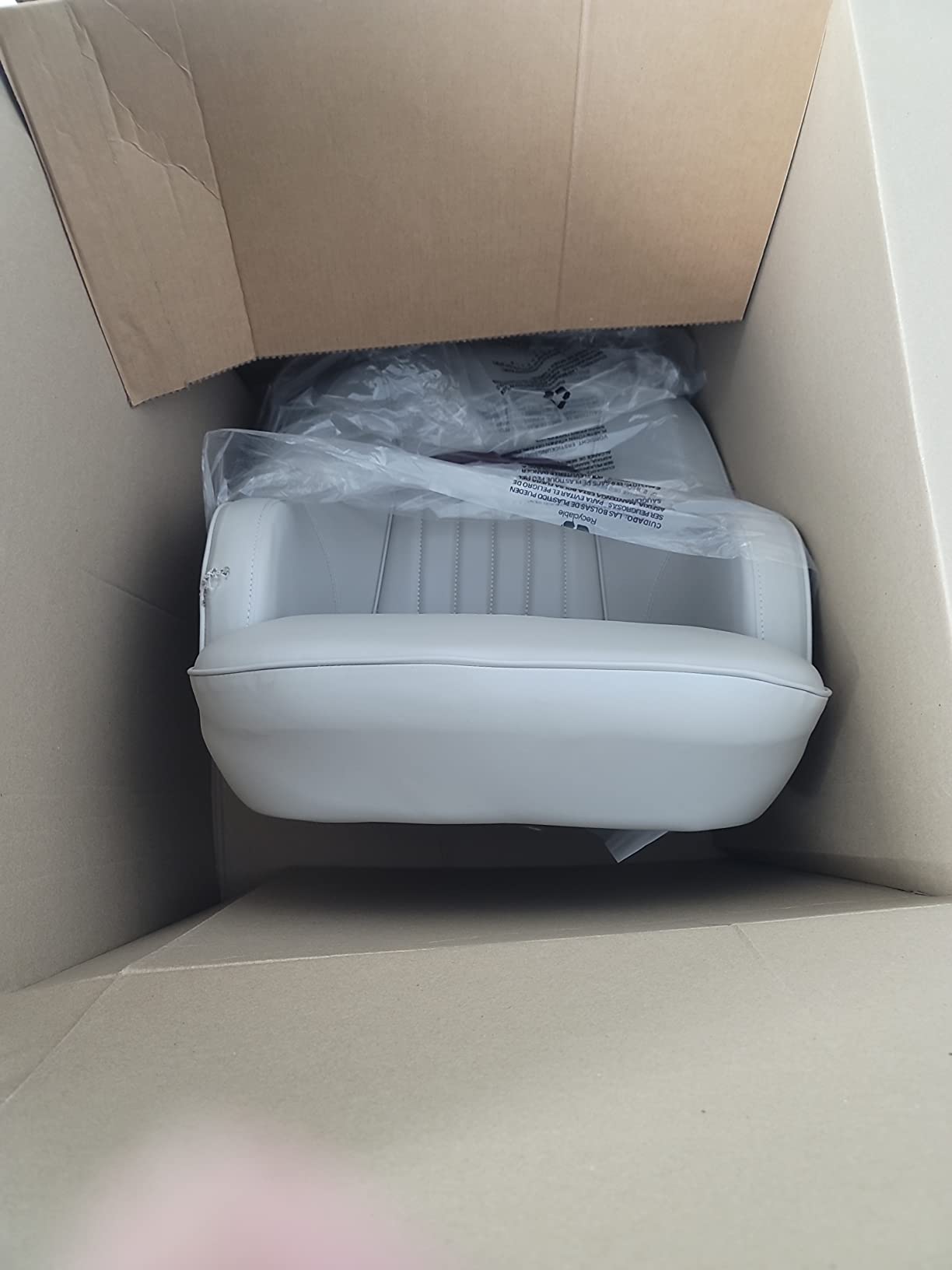 Seamander Captains Chair, Pontoon Captain Seat 19.7H x 22.2L x 21.7D inches, Injection Molded Plastic Frame, Plush Foam Padding, Marine Grade Vinyl, 5x5 or 5x12 inch Mounting Pattern(White/Dark Grey) customer photo 2