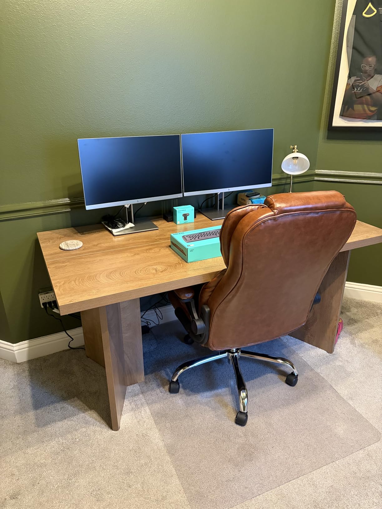 Tribesigns 63-inch Executive Desk, Vintage Home Office Computer Desk with Large Tabletop, Farmhouse Wood Writing Conference Table Workstation for Office, Study, Walnut Brown customer photo 2