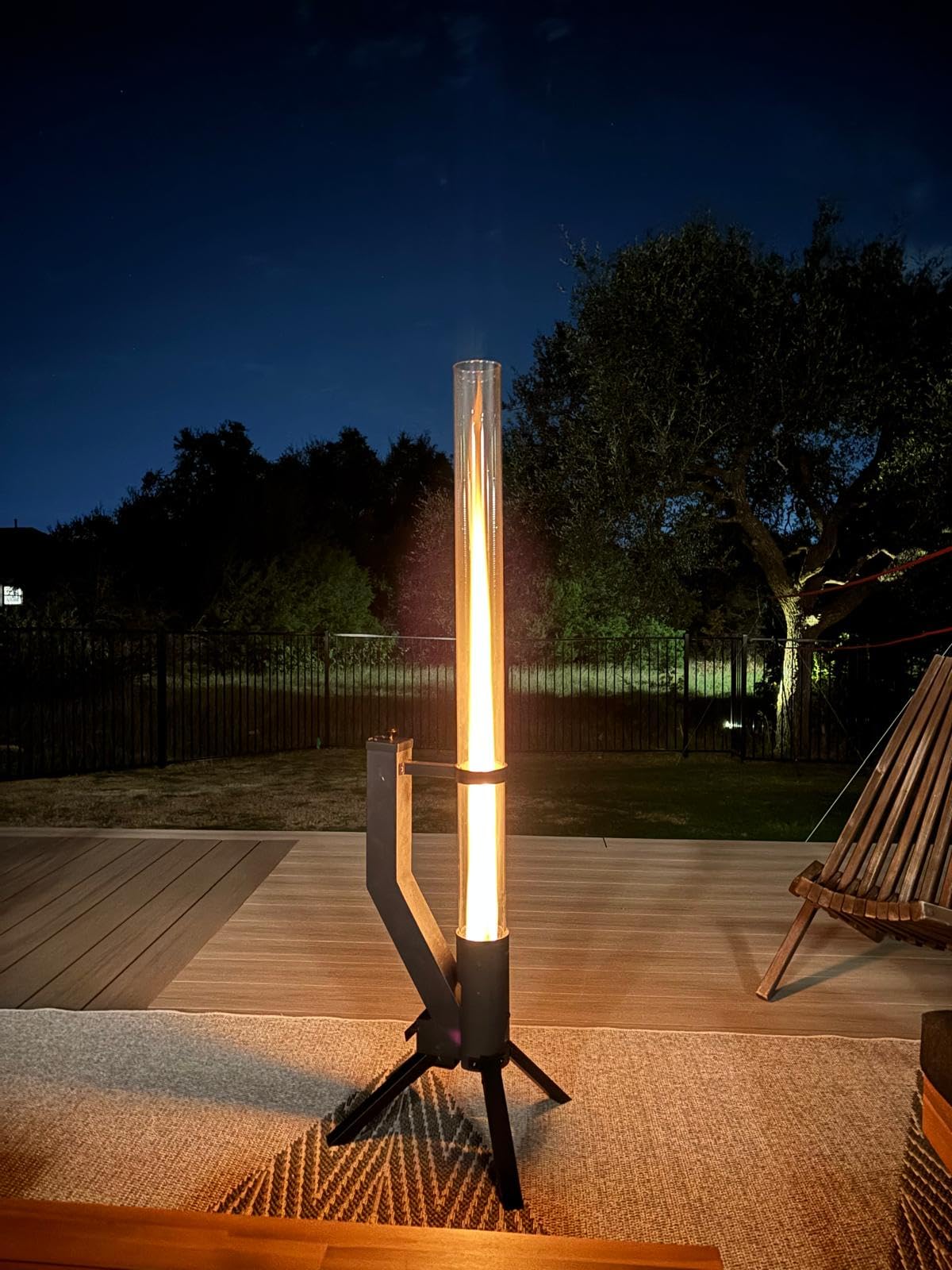 Wood Pellet Patio Heater & Pellet Fire Pit - Outdoor Pellet Fire Tube with Smokeless Flame for Patio & Backyard | German-Engineered Stainless Steel & Borosilicate Glass Tube (51 in) customer photo 1
