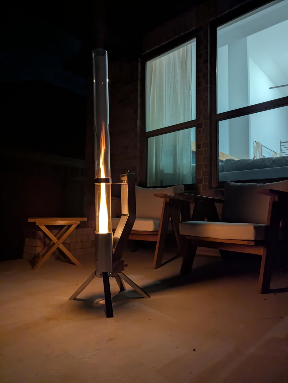 Wood Pellet Patio Heater & Pellet Fire Pit - Outdoor Pellet Fire Tube with Smokeless Flame for Patio & Backyard | German-Engineered Stainless Steel & Borosilicate Glass Tube (51 in) customer photo 2