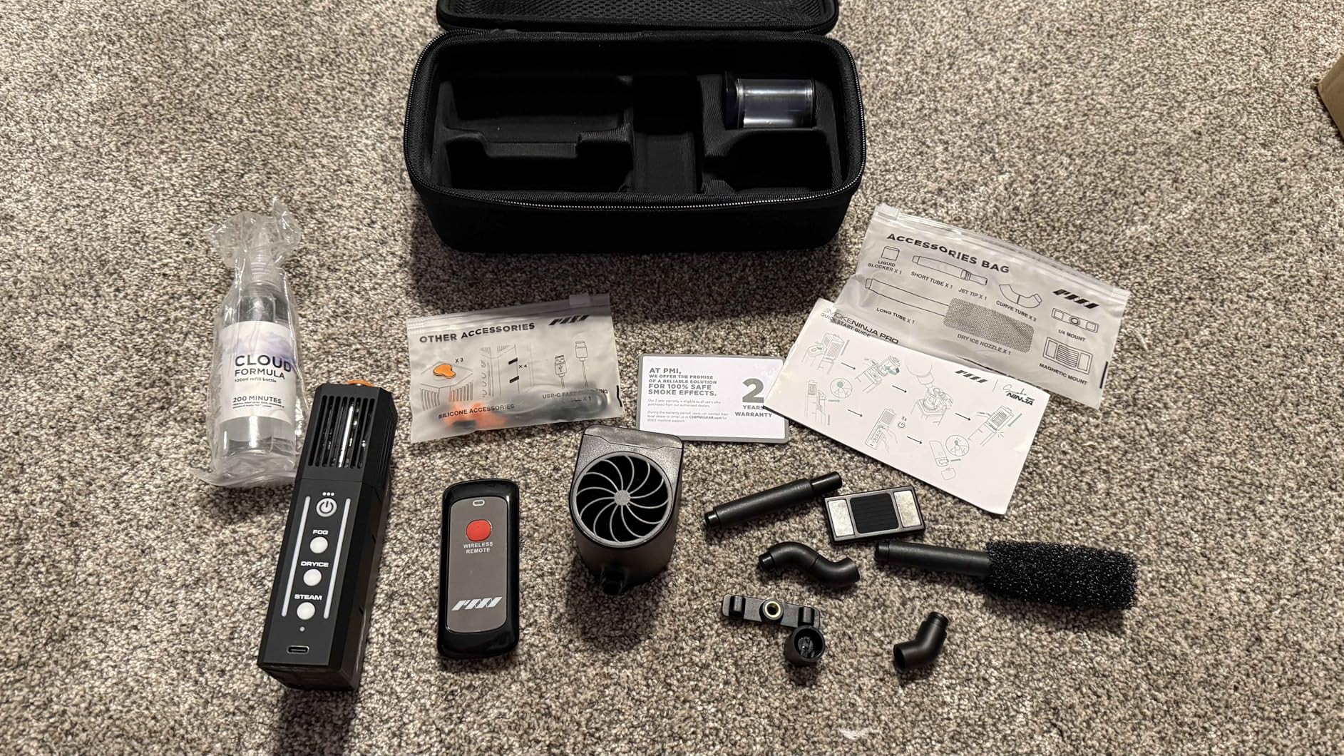 PMI SmokeNINJA PRO HAZER KIT - Portable Fog Machine with Bluetooth, Upgraded Anti-Leak Fog Chamber, 3rd-Gen Haze Nozzle, 3-Min Continuous Output, USB-C Powered for Cinematic, Studio & Event Use customer photo 1