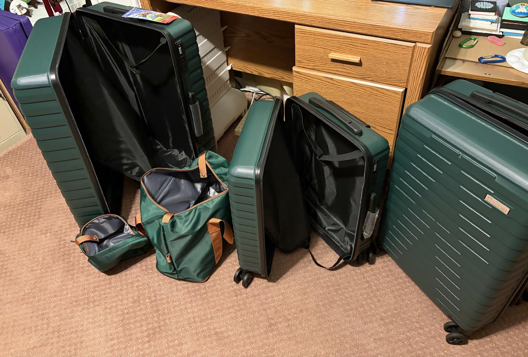Cosbarn Luggage Sets 5 Piece Suitcases with Wheels, Suitcase Set ABS Hard Case Luggage with Spinner Wheels Durable Travel Luggage customer photo 1
