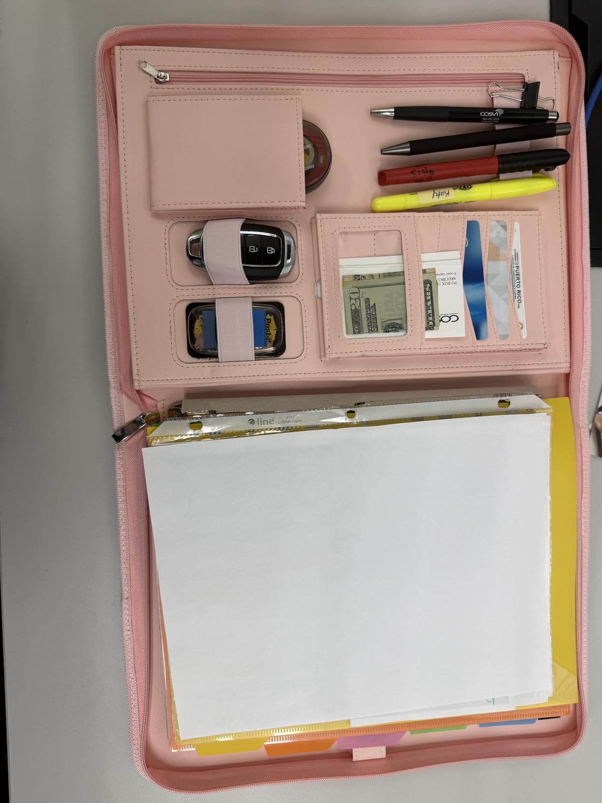 Leathario Portfolio Binder, Includes 5 Folder Index Dividers, 13 Inch Tablets Organizer with Handle, Vegan Leather A4 Padfolio, Multi-Pocket Notepad Business Planner Professional Document customer photo 2