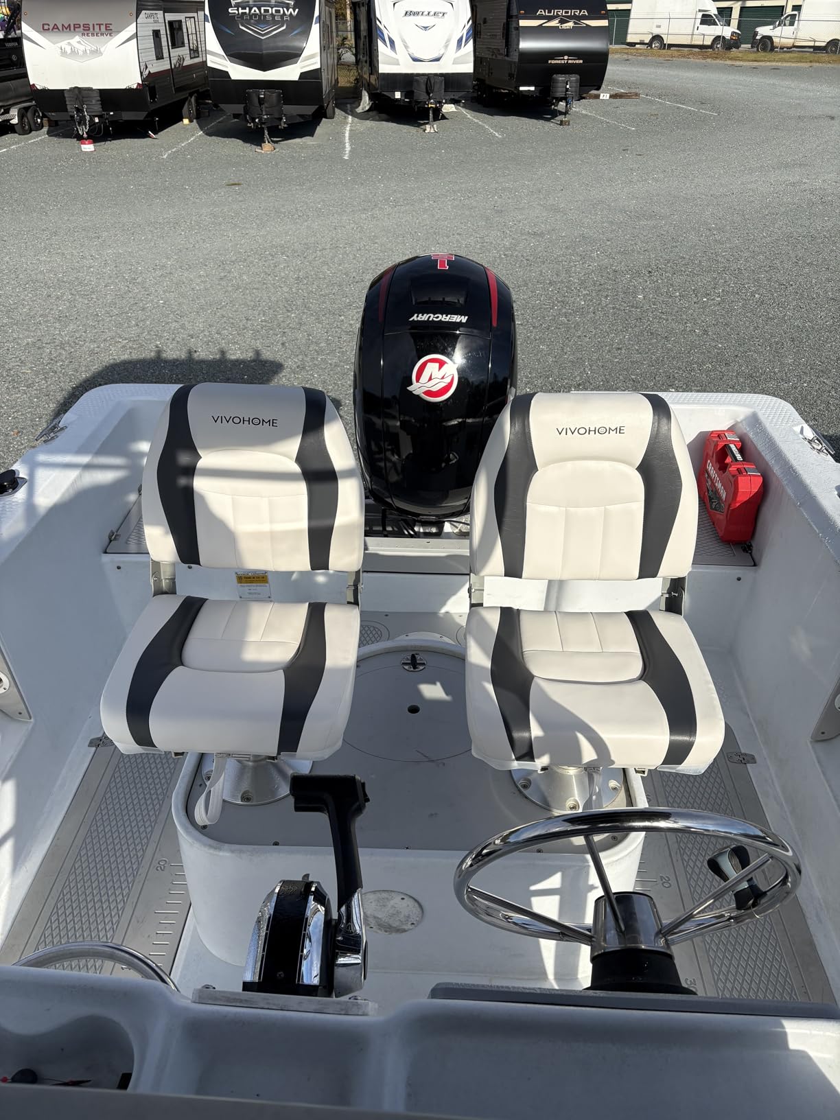 VIVOHOME Folding High Back Boat Seats 2 Pack, Waterproof Boat Captain Chairs, 4 Mounting Screws Included, White and Gray customer photo 1