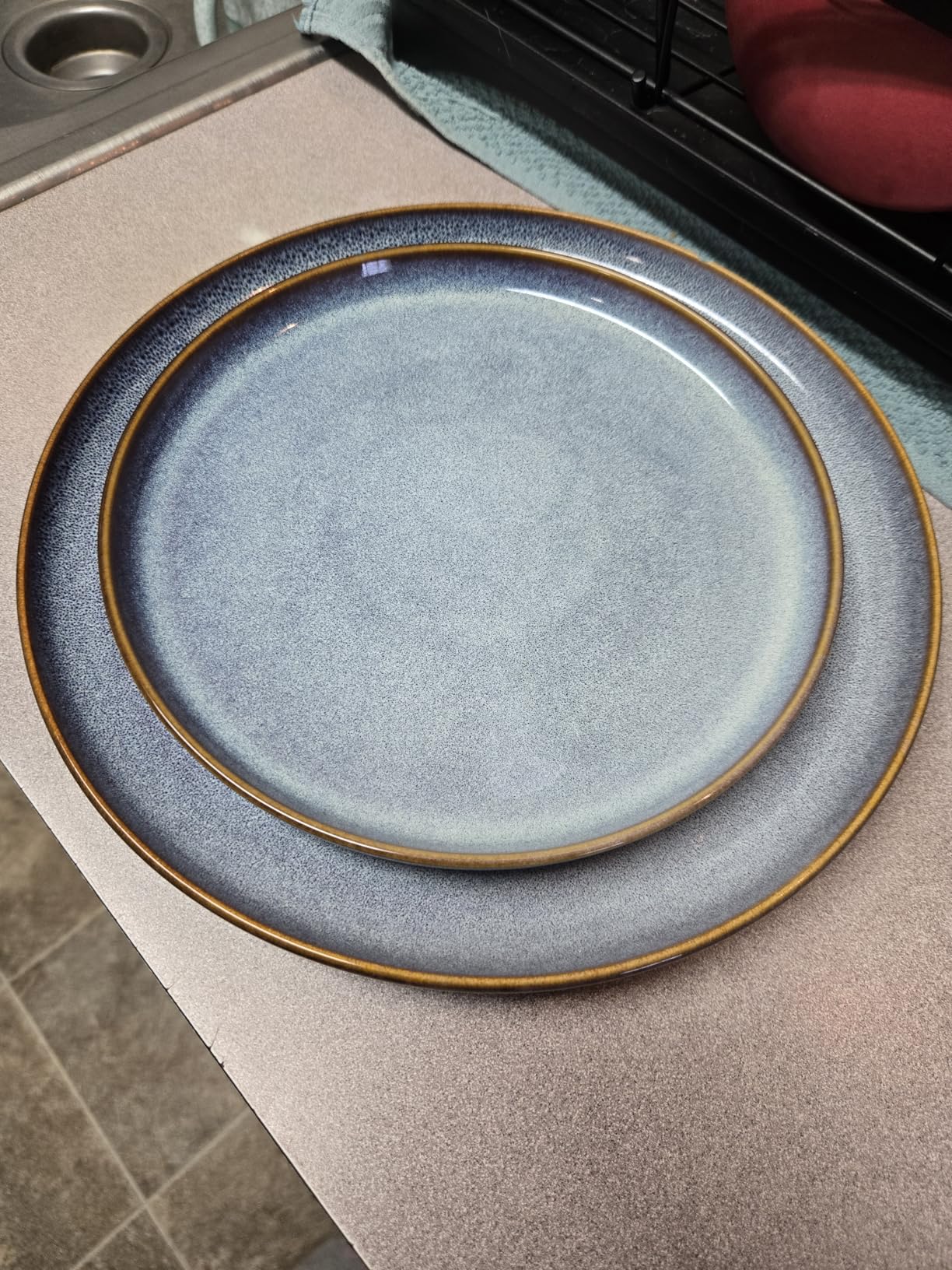 vancasso PLAYA Plates and Bowls Sets, 12 Pieces Grey-Blue Dinnerware Sets, Reactive Glaze Dishes Set for 4 customer photo 1